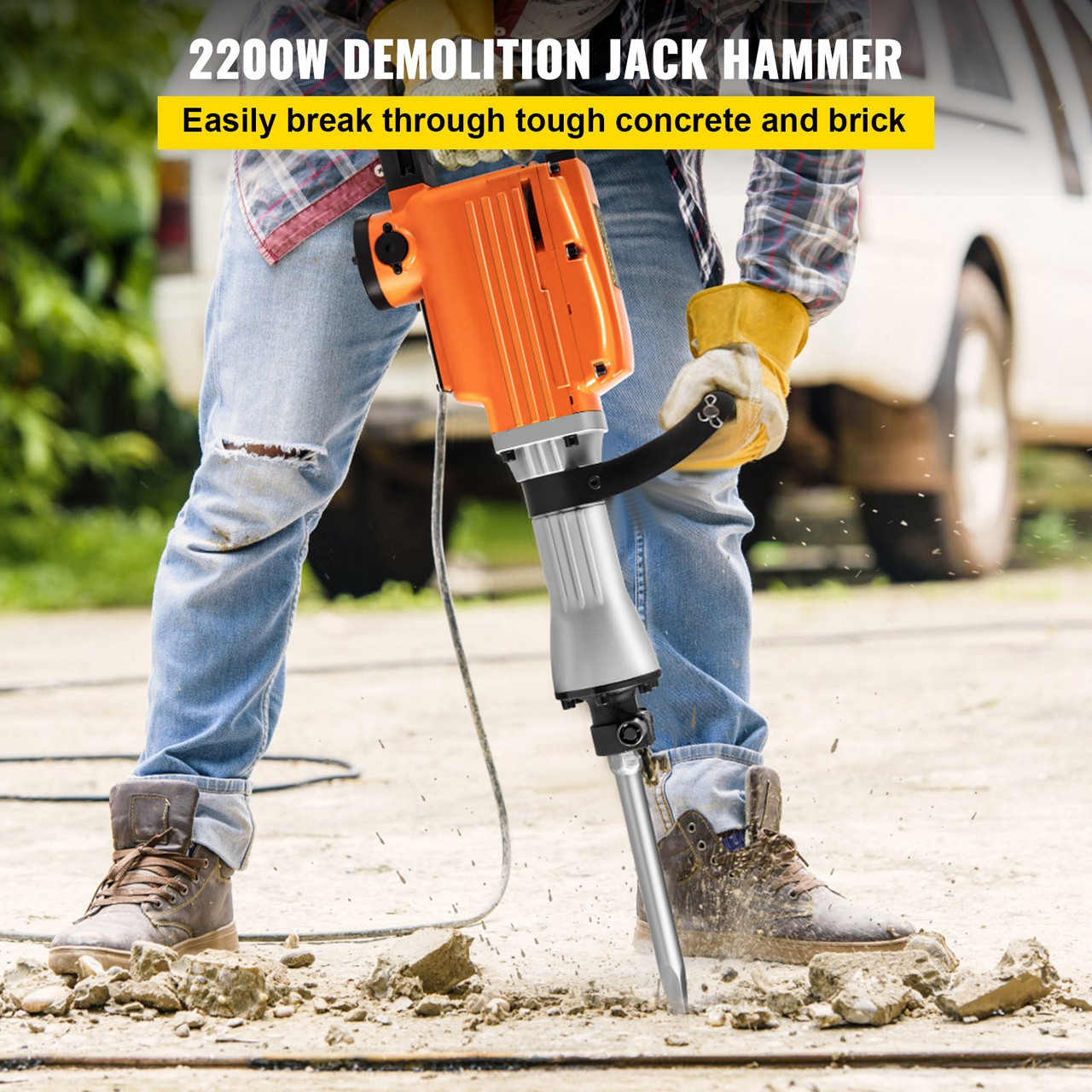 VEVOR 2200W Demolition Jack Hammer Electric Concrete Breaker 2 Chisel DG2200WDG00000001V1