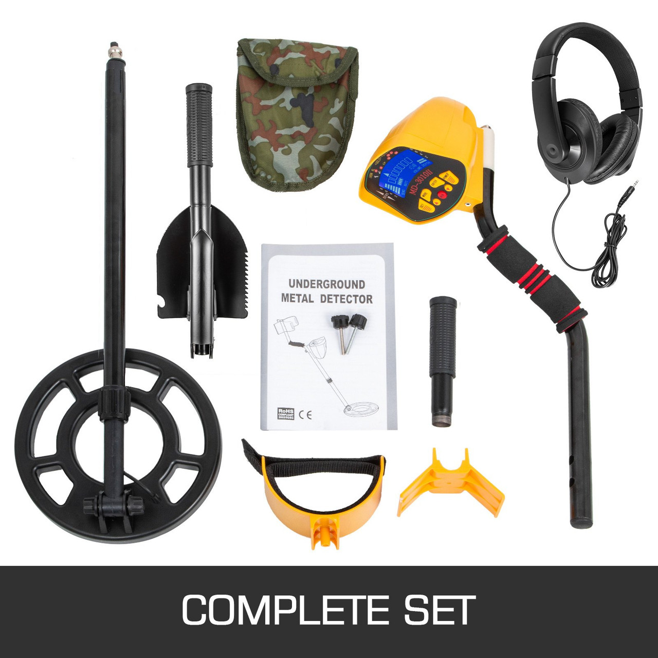 Metal Detector Waterproof Disc Metal detectors Underwater Underground high Accuracy LCD Display Metal Detector for Adults and Children Headphone Automatic Detector (Yellow 3010)