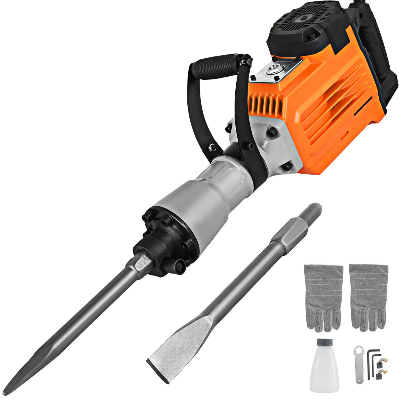 3600W Electric Demolition Hammer Heavy Duty Concrete Breaker 1400 BPM Jack Hammer Demolition Drills with Flat Chisel Bull Point Chisel (3600 W)