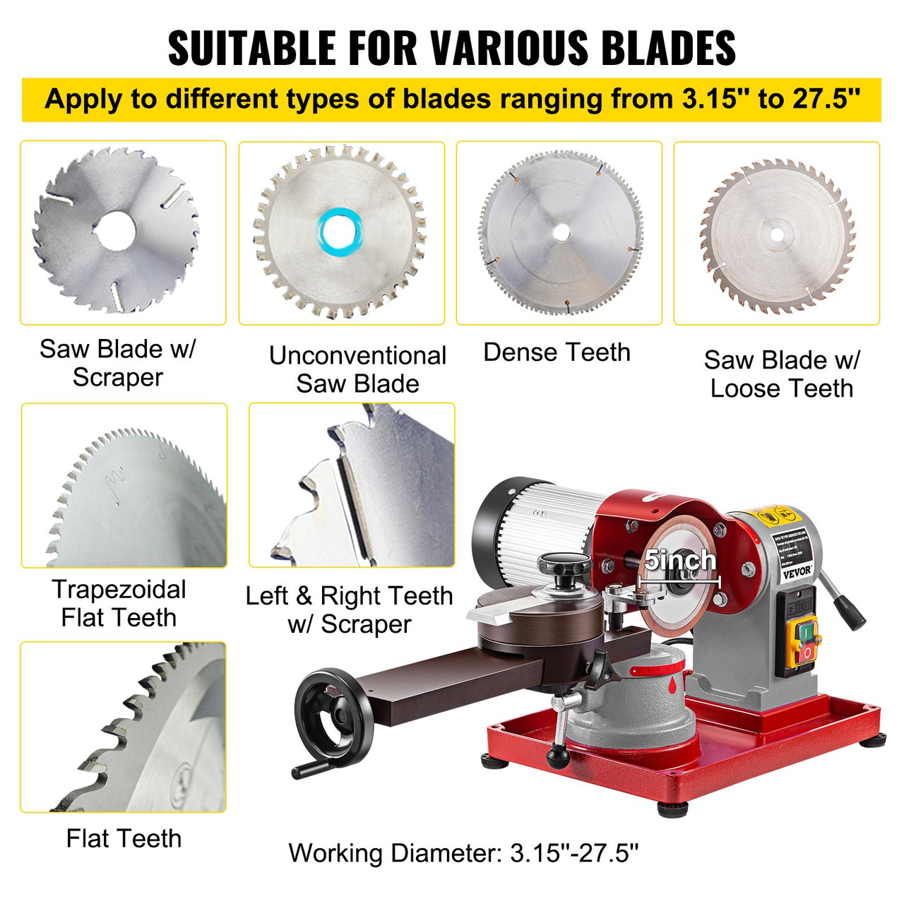 Circular Saw Blade Sharpener 5.1-31.5in Blades220V Saw Blade Grinding  Machine