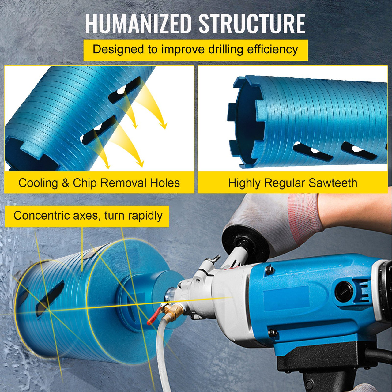 Core Drill Diamond Dry Coring Bit 4" with Pilot Bit for Hard Concrete