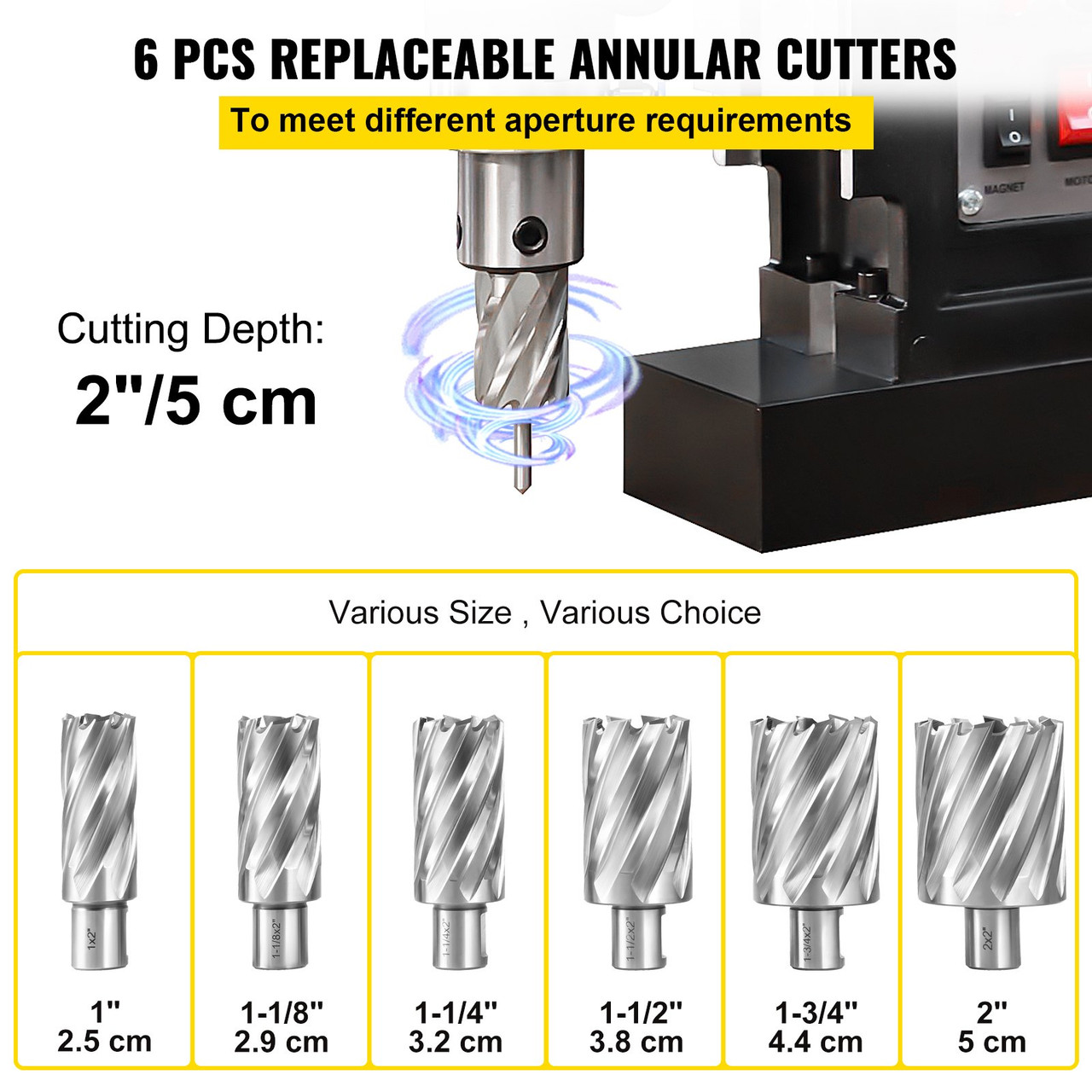 HSS Annular Cutter Magnetic Drill Set 6 PCS 3/4" Weldon Shank 2" in Depth