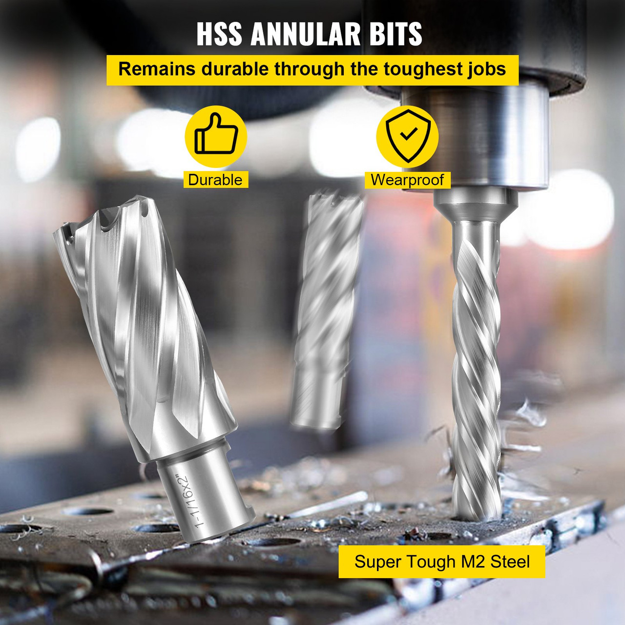 HSS Annular Cutter Magnetic Drill Set 6 PCS 3/4" Weldon Shank 2" in Depth