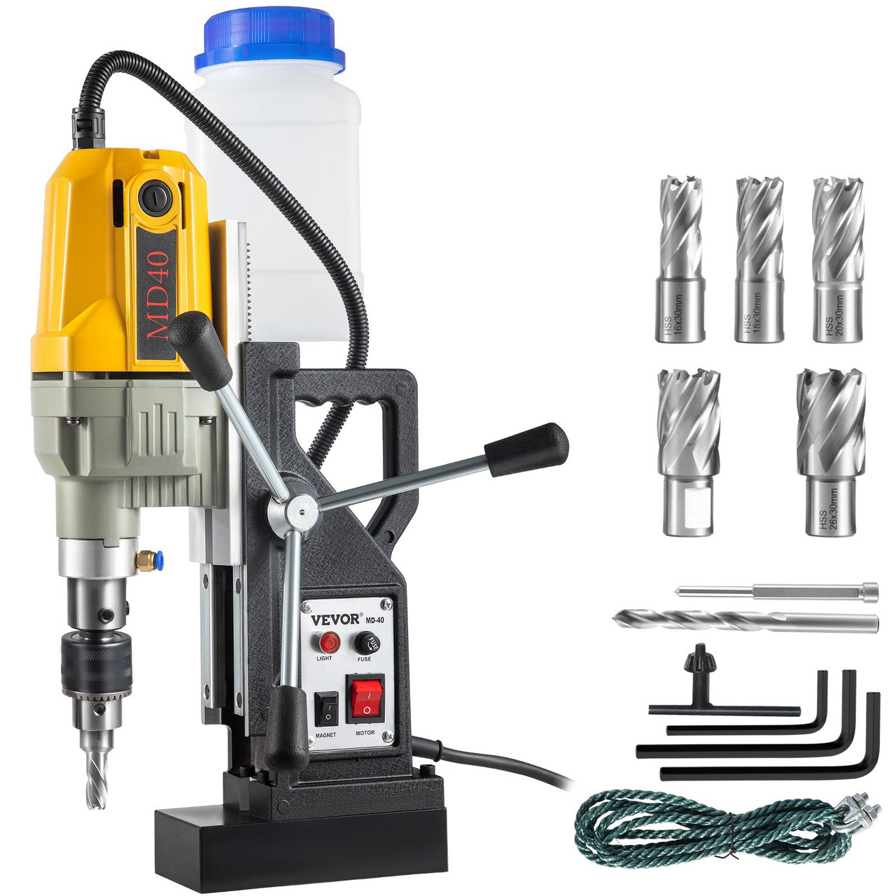 Mag Drill Press Electric Magnetic Drill 1100W 1.57" Max Diameter w/ 7 Bits