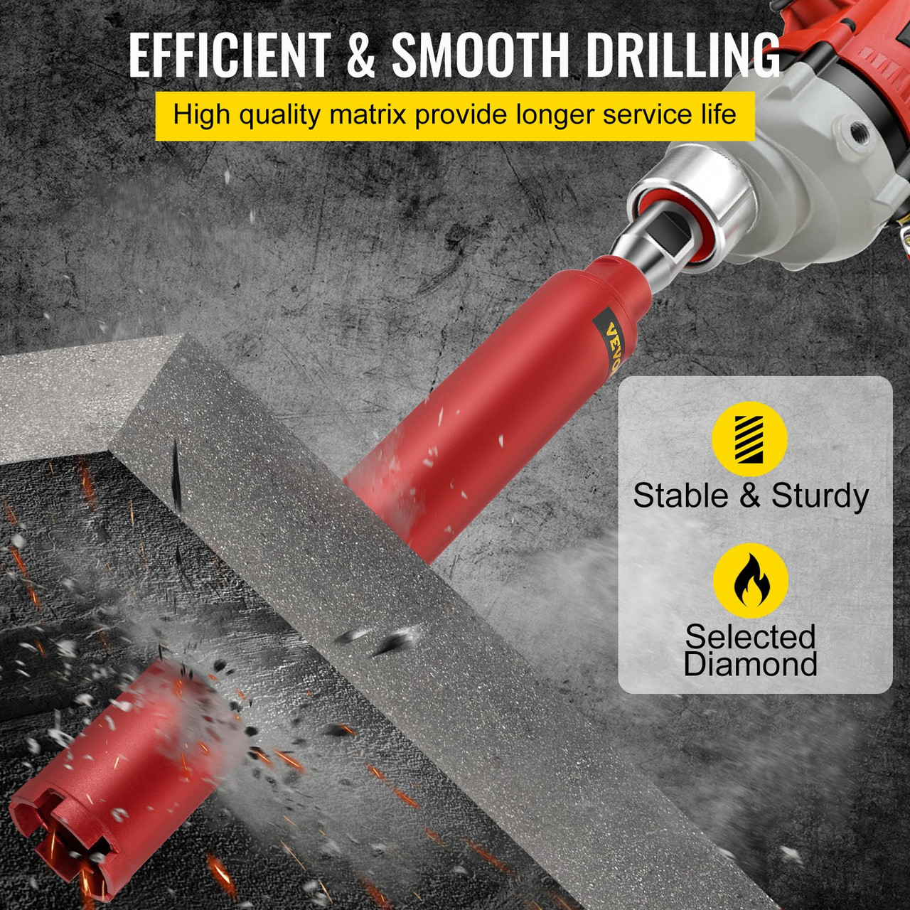 Diamond Core Drill, 2.5"/63mm Diameter Core Drill Bit, 14"/355mm Concrete Core Drill Bit, 5/8"-11 Thread Core Bit, Wet Drill Core Bits w/a Blade, Diamond Dry/Wet Coring Bit For Concrete Brick