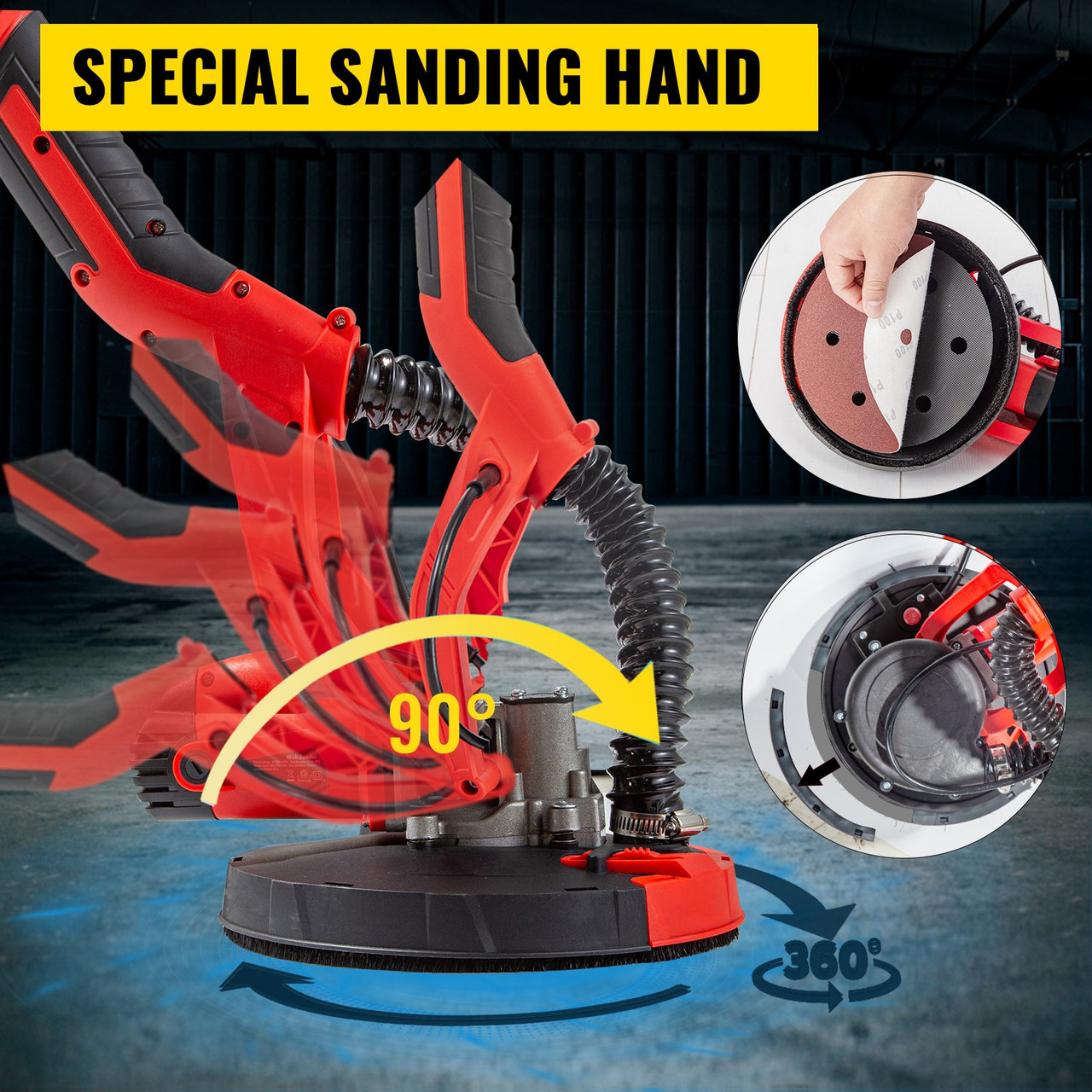 Drywall Sander Electric Drywall Sander 850W Foldable Sheetrock Sander LED Lights