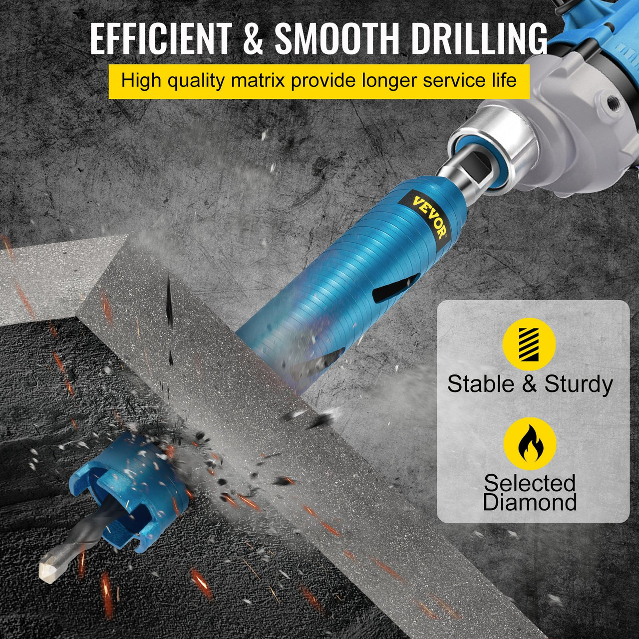 Core Drill Diamond Dry Coring Bit 2" with Pilot Bit for Hard Concrete