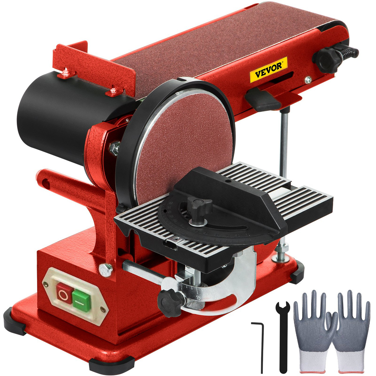 Belt Disc Sander 4x36inch and 6inch Disc, Benchtop Disc Sander 375W,Disc Combo Sander with Built-In Dust Collection,Bench Sander for Woodworking