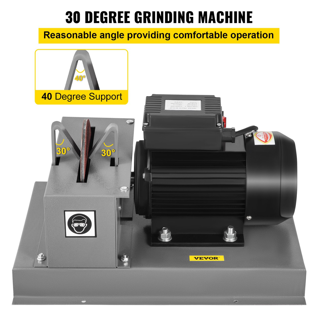 Mower Blade Bench Grinder 7" Wheel 2/3 HP Motor 30 Deg. Angle Sharpener