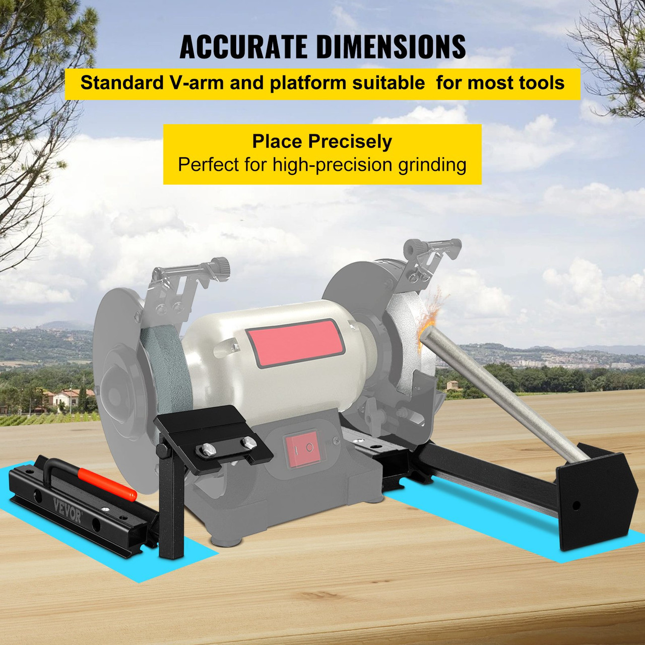 Grinding Jig, 24' Length of V-arm Vari-Grind Attachment, 3' x 5' x 1/4' Platform Grinding Jig with Vari-Grind, Fit for 0.63' Bowl Gouge Vari-Grind Jig for the Wolverine Sharpening System