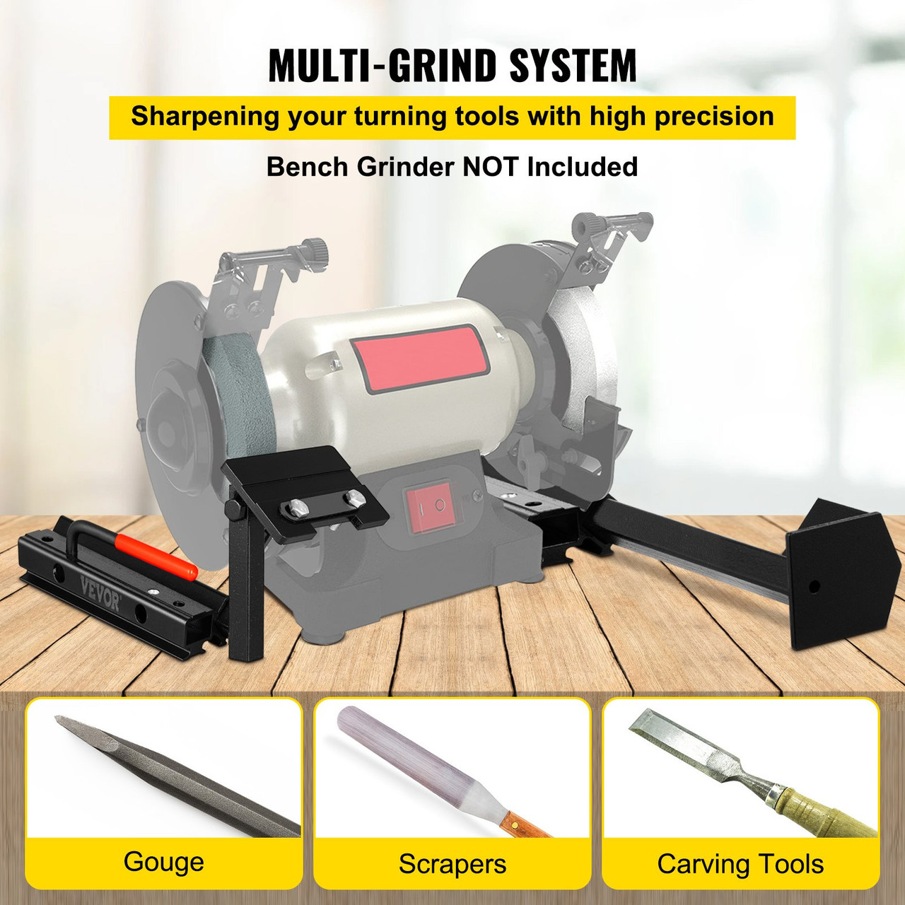Grinding Jig, 24' Length of V-arm Vari-Grind Attachment, 3' x 5' x 1/4' Platform Grinding Jig with Vari-Grind, Fit for 0.63' Bowl Gouge Vari-Grind Jig for the Wolverine Sharpening System