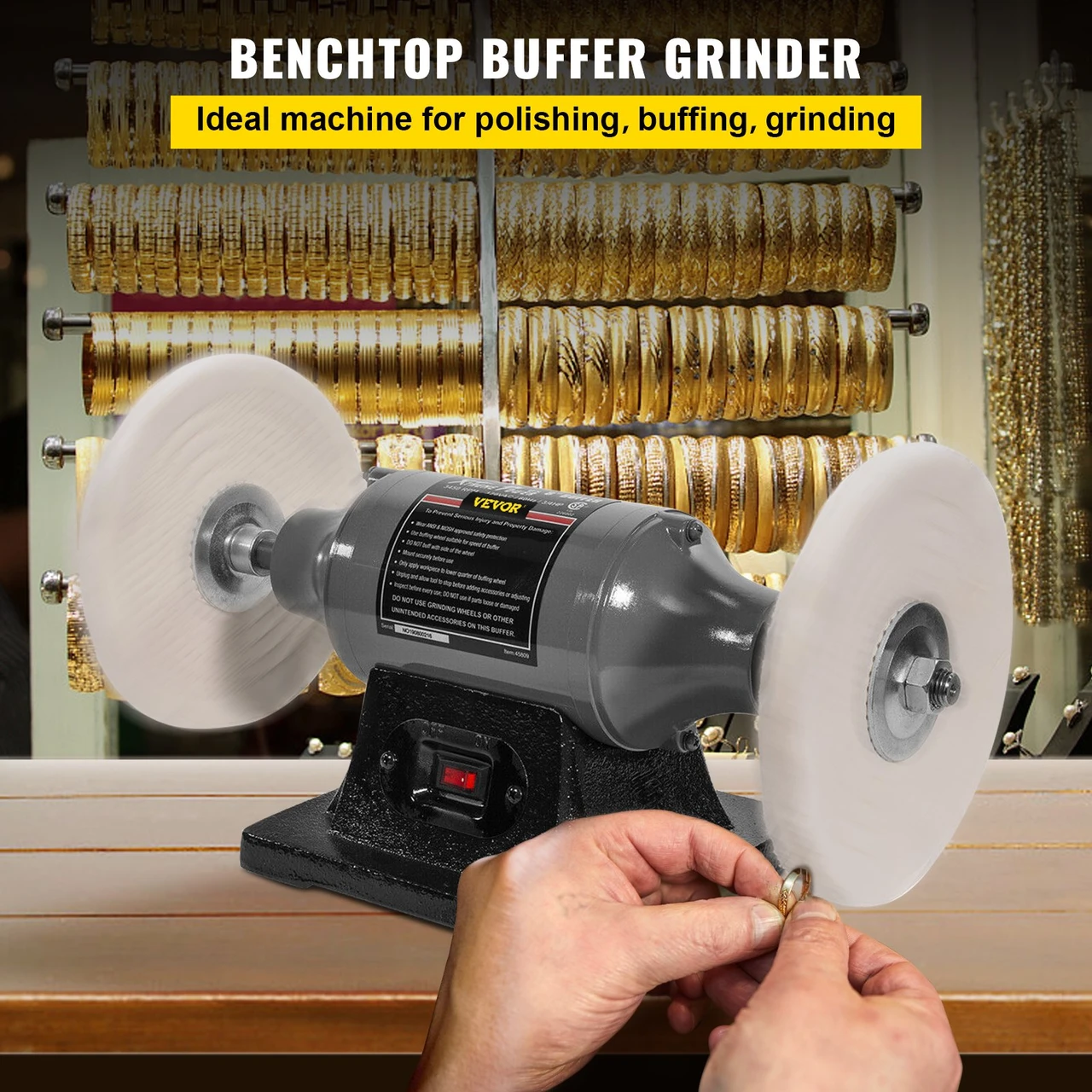 Bench Buffer Polisher Buffer Benchtop 8 inch for Jewelry Plastic Polishing
