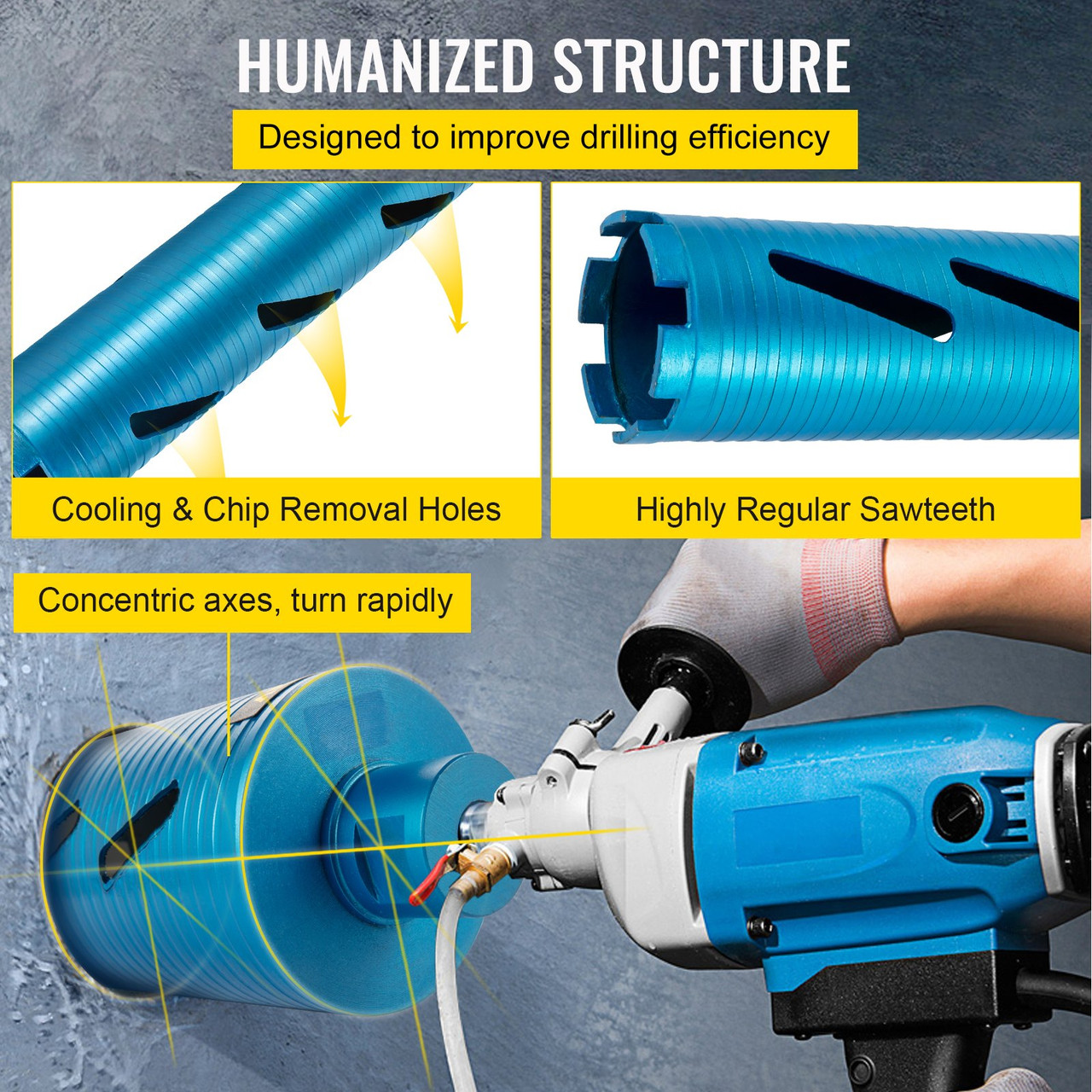 Core Drill Diamond Dry Coring Bit 3" with Pilot Bit for Hard Concrete