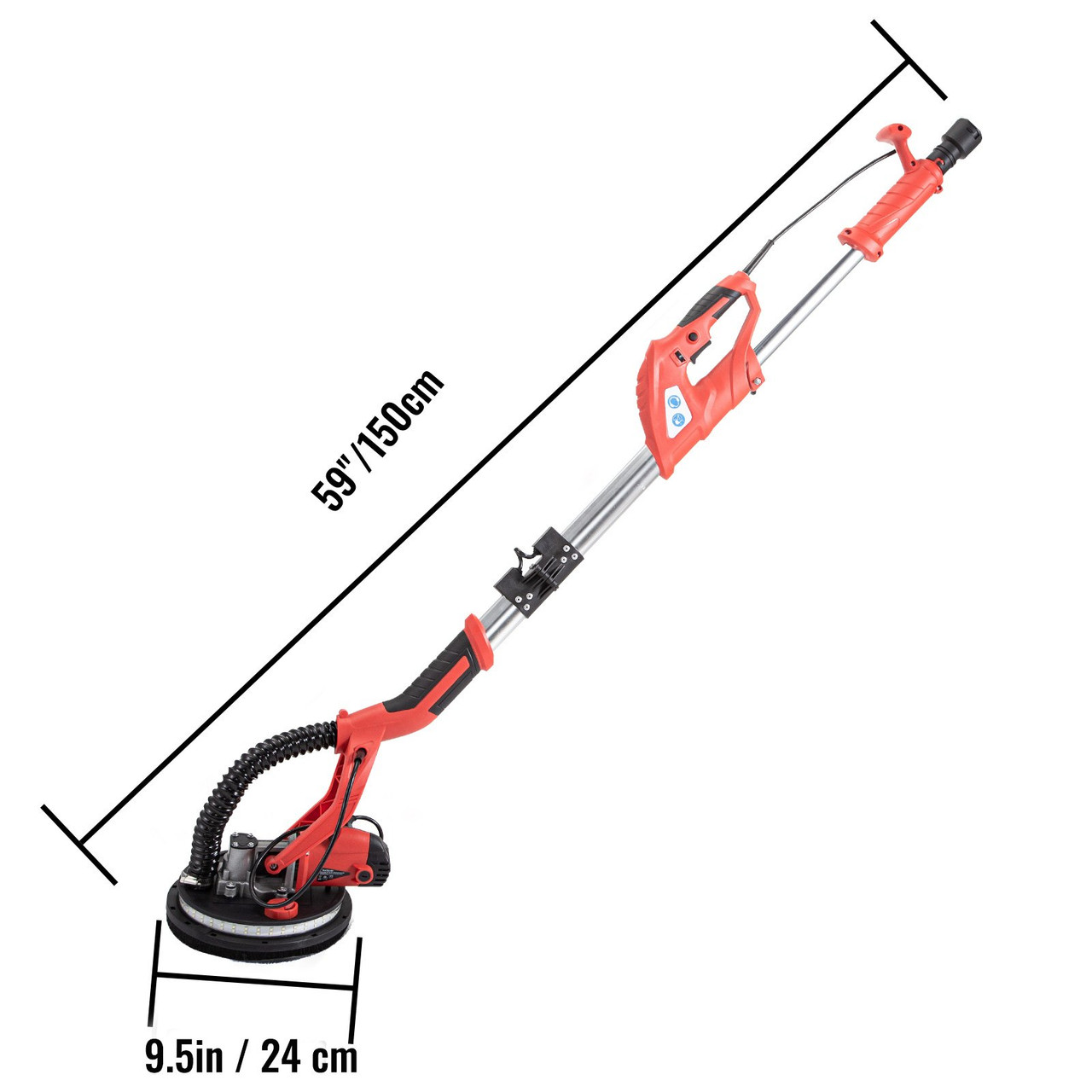 Electric Drywall Sander 850W with LED Strip Light, Foldable Sheetrock Sander with Extendable Handle Variable Speed 800-1750RPM,Drywall Sander with 6 Sand Pads