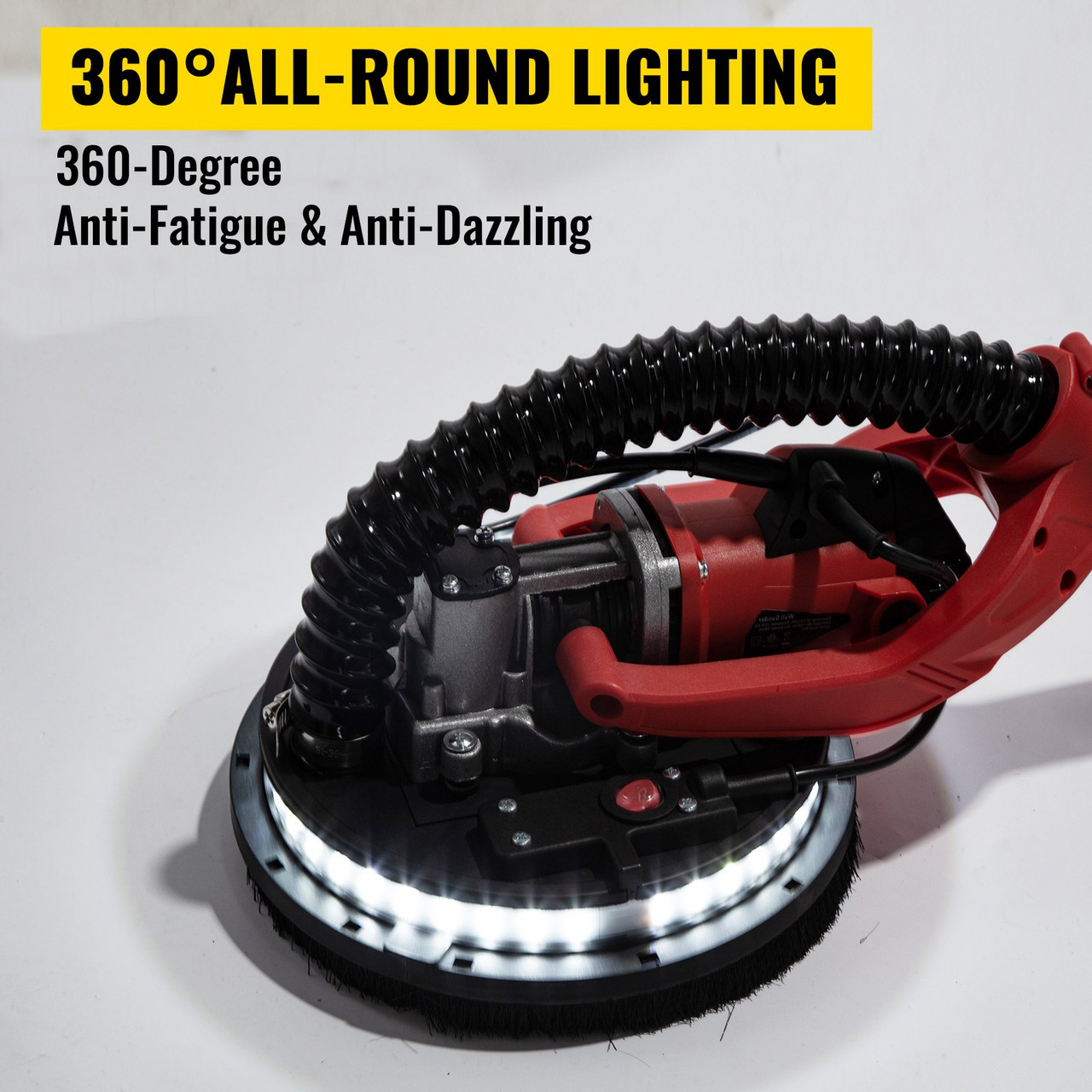 Electric Drywall Sander 850W with LED Strip Light, Foldable Sheetrock Sander with Extendable Handle Variable Speed 800-1750RPM,Drywall Sander with 6 Sand Pads