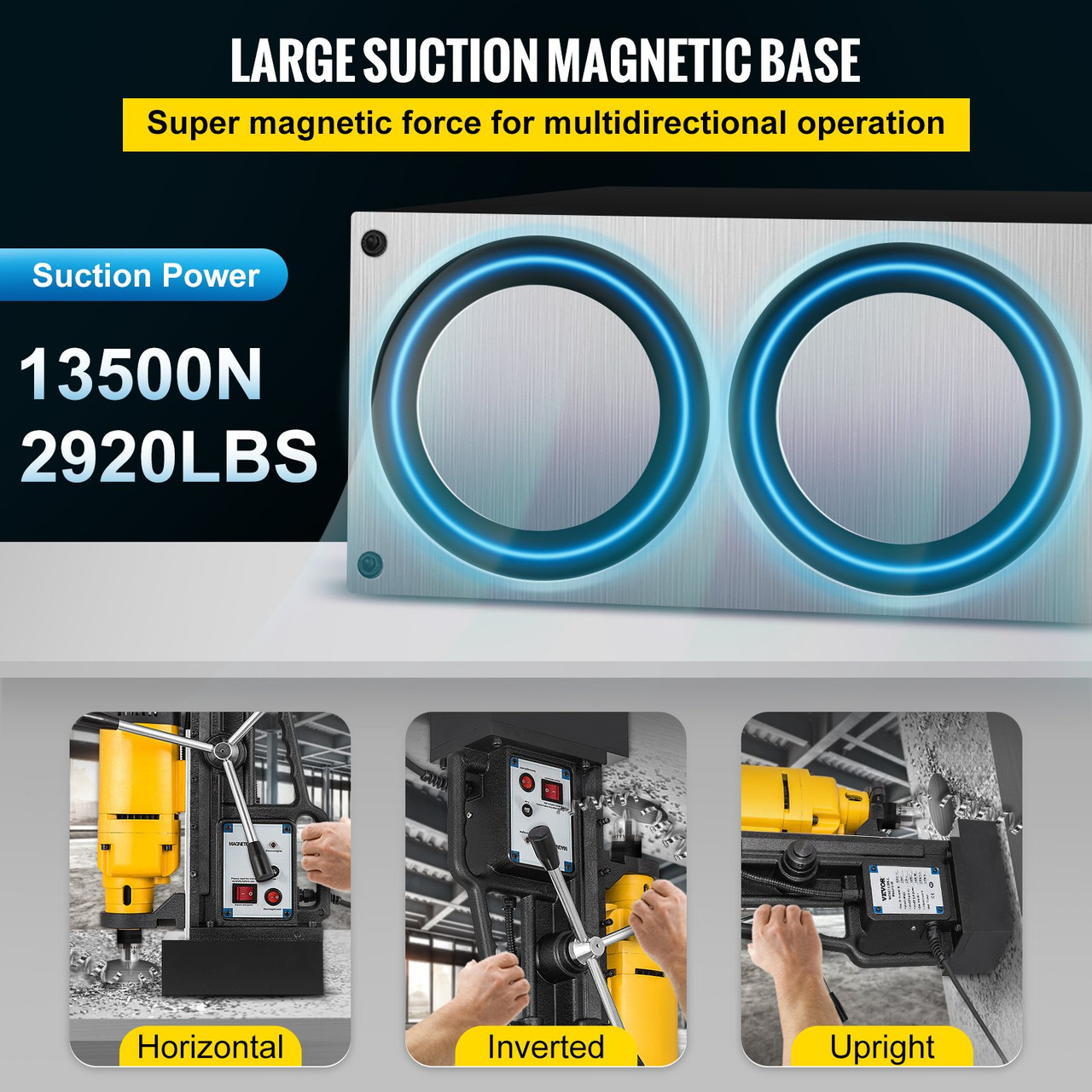 1200W J1Z-23 Magnetic Drill Press 0.9" Boring 3050LBS Magnet Force