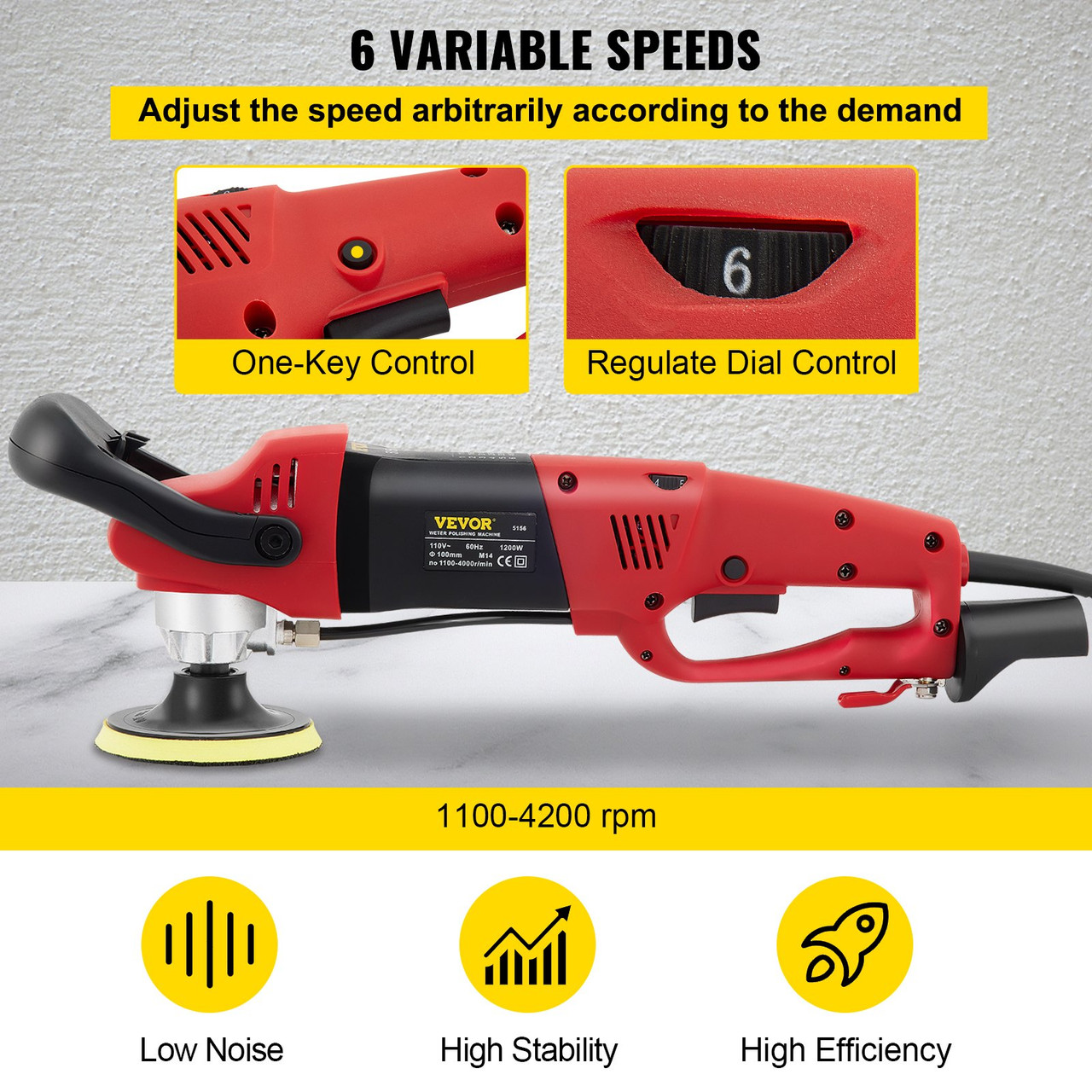 Variable Speed Wet Polisher Grinder Upgrade Polishing Kit Granite Marble