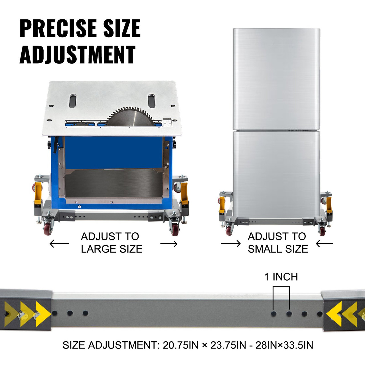 Adjustable Universal Mobile Base 1500LBS Load-Bearing Capacity Heavy-Duty Mobile Base Rolling Mobile Base for Mobilizing Woodworking Equipemnt, Fridge, Washing Machine