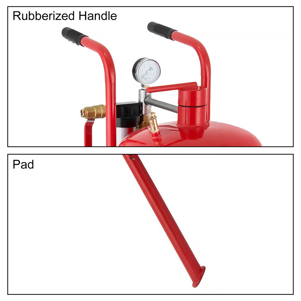 10 Gallon/40L Sandblaster Equipped with Nozzle Shut-Off Valve Pressure Gauge Ceramic Nozzle 2.5m Hose Filling Funnel Watertrap 6" Rubber Wheels Grit Blasting Blast Sandblasting