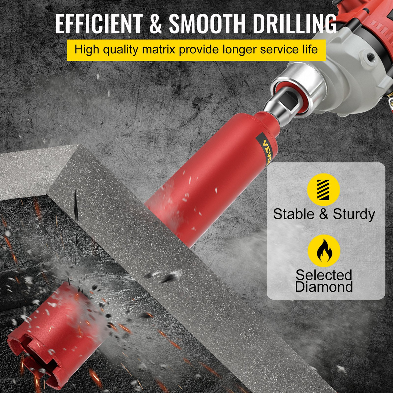 Diamond Core Drill, 3"/ 76 mm Diameter Core Drill Bit, 14"/ 355 mm Concrete Core Drill Bit, 5/8"-11 Thread Core Bit, Wet Drill Core Bits w/a Blade, Diamond Wet Coring Bit For Concrete Brick