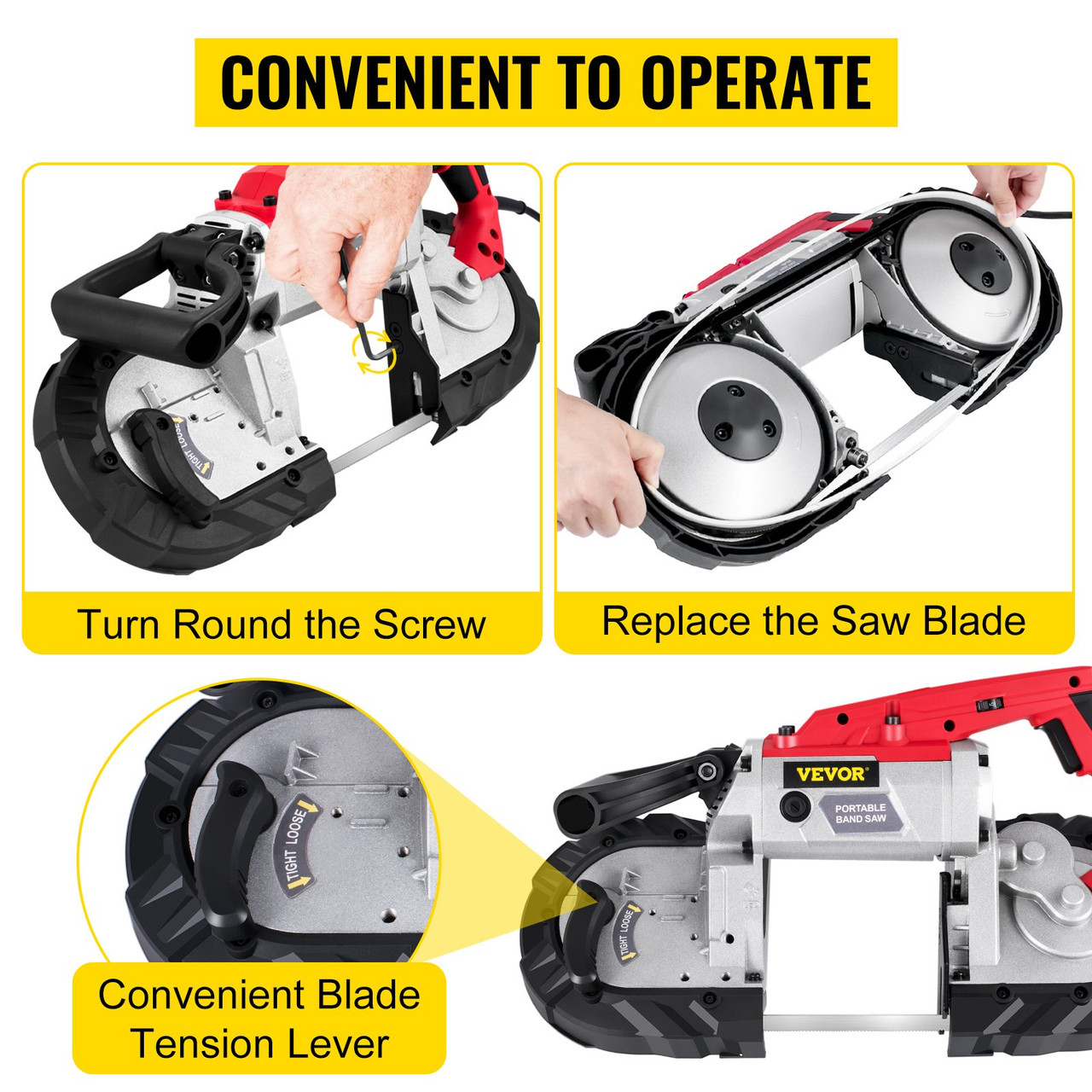 Portable Band Saw, 5Inch Cutting Capacity Cordless BandSaw, Variable Speed  Hand held Band Saw,10Amp Motor