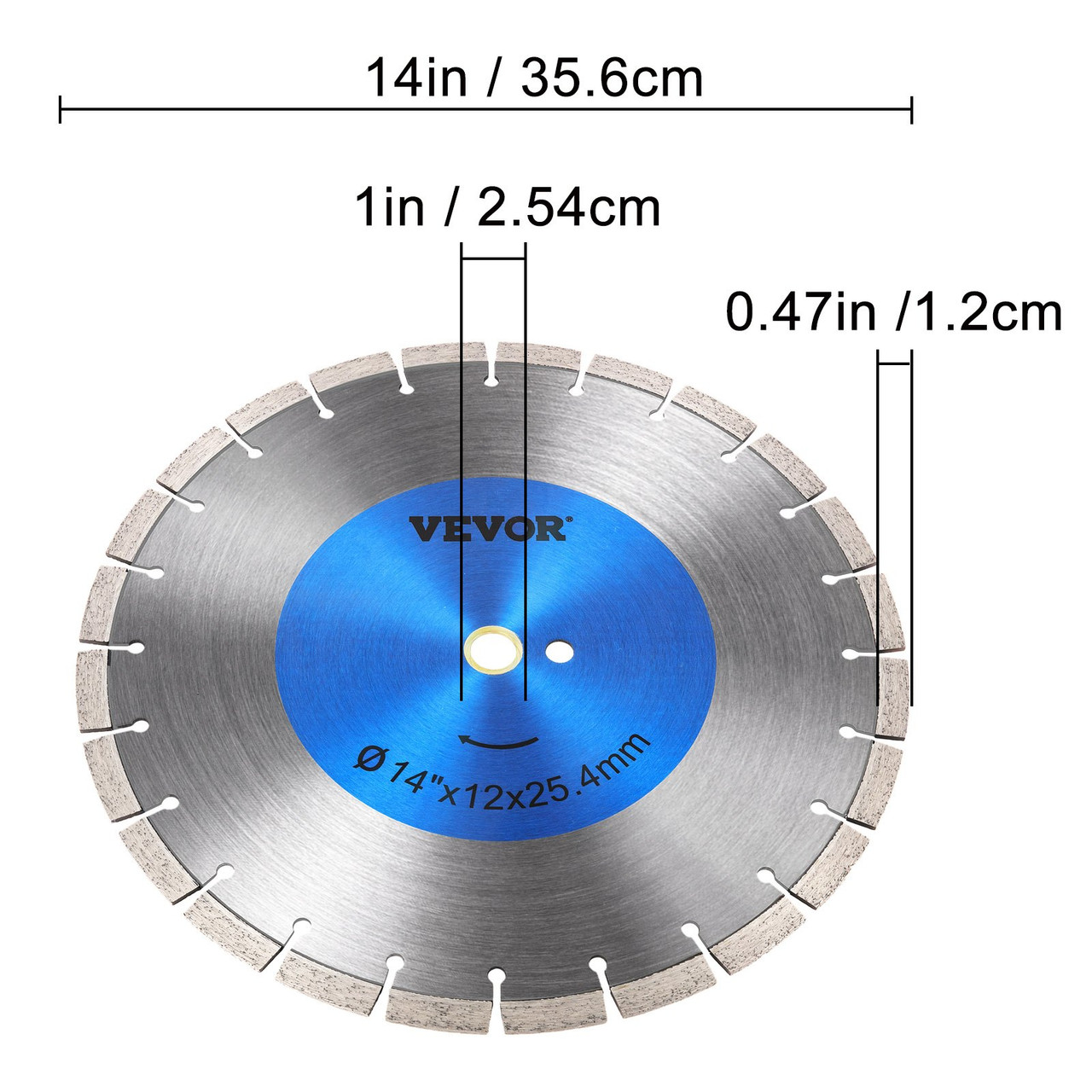 Diamond Blade 14" Concrete Saw Blade Wet or Dry Segmented Cutting Wheel Masonry Wet Saw Blade General Purpose Power Saw 0.47in Tall Segment Blade Diamond Blades for Concrete Brick Block Masonry