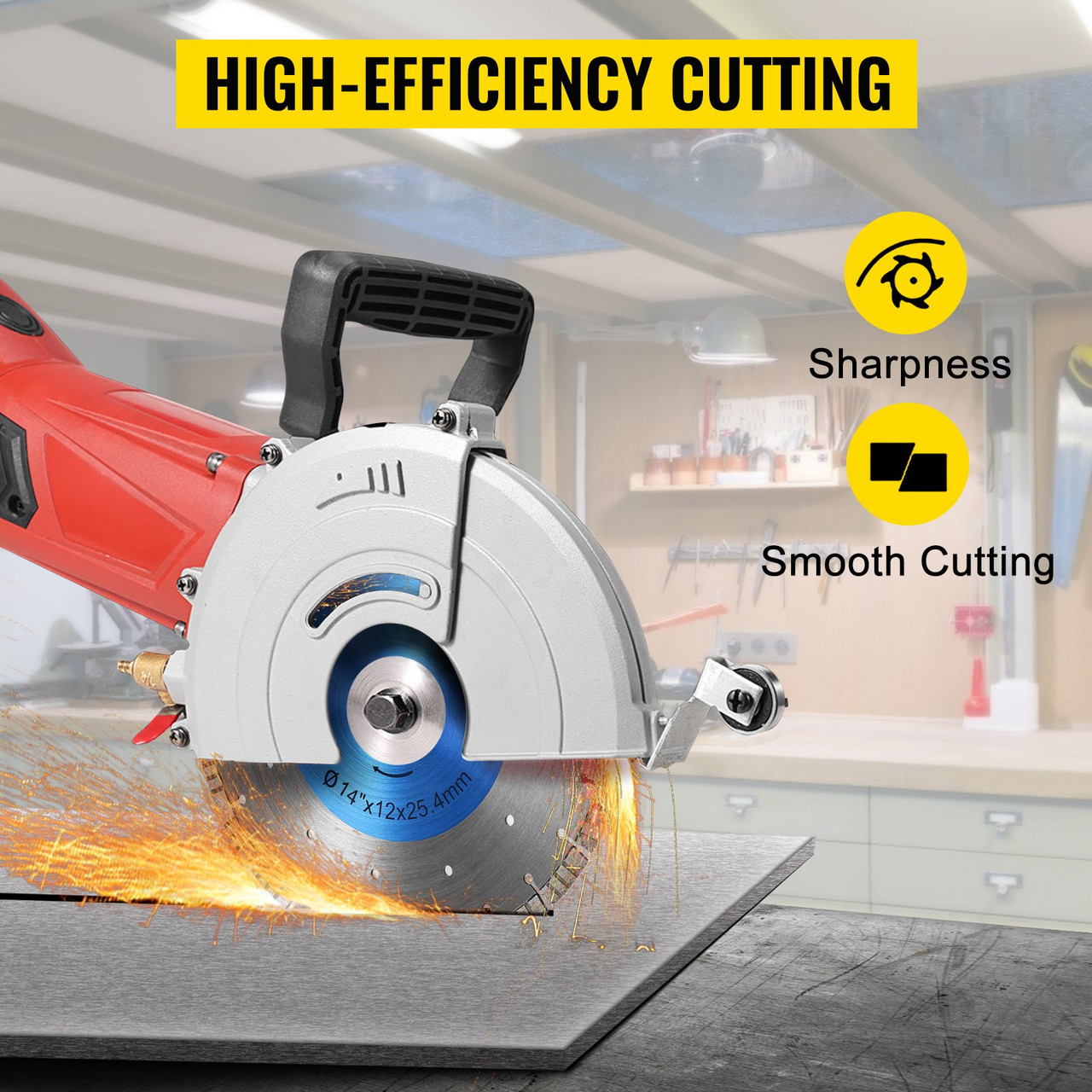 Diamond Blade 14" Concrete Saw Blade Wet or Dry Segmented Cutting Wheel Masonry Wet Saw Blade General Purpose Power Saw 0.47in Tall Segment Blade Diamond Blades for Concrete Brick Block Masonry
