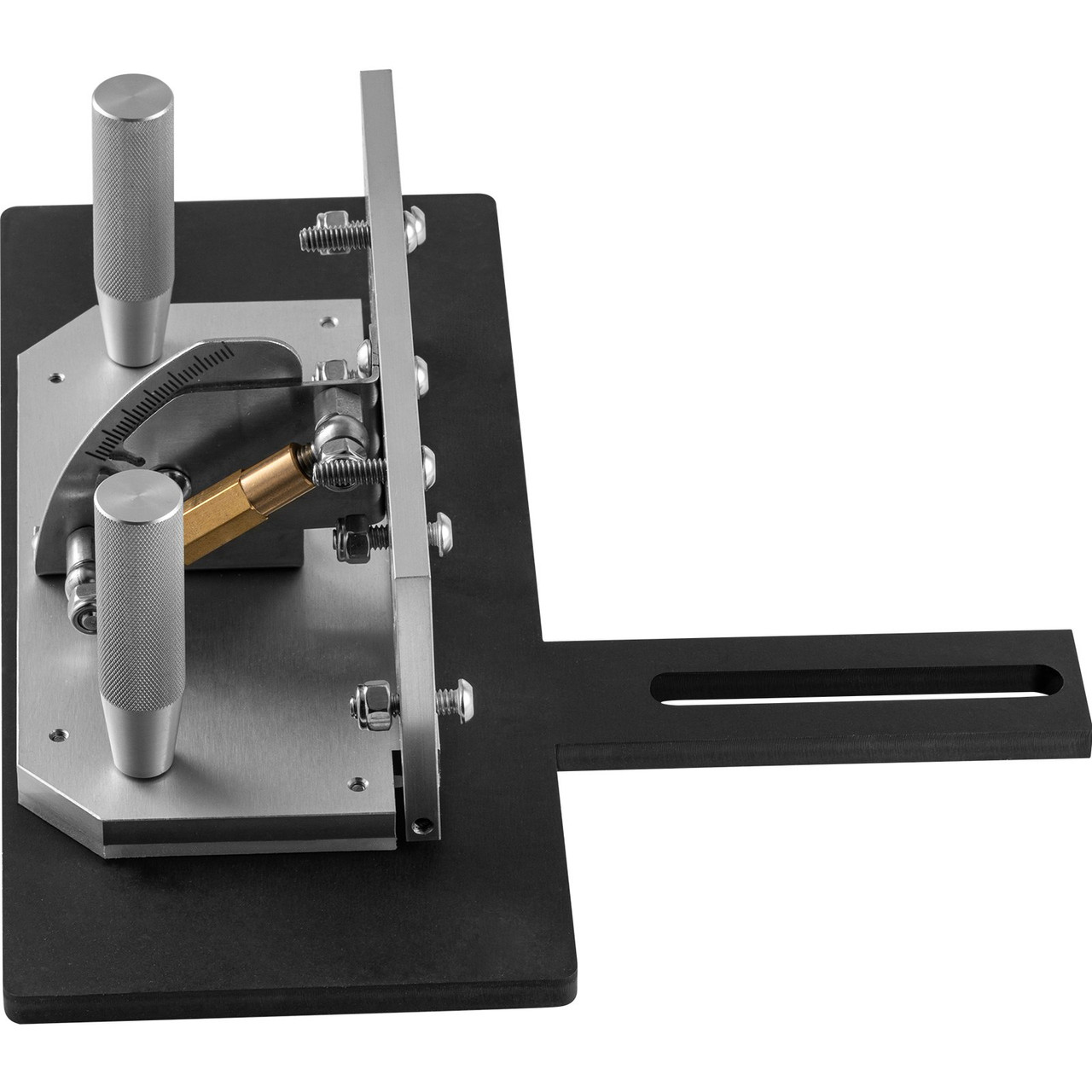 Belt Grinder Knife Jig, 9-4/5'' Long Sharpening Locator, 85ø~ 115øAdjustable Angle, Belt Knife Sharpener Jig w/Tool Holder, Dual Handles, Knife Making for Belt Sander Machine - Large