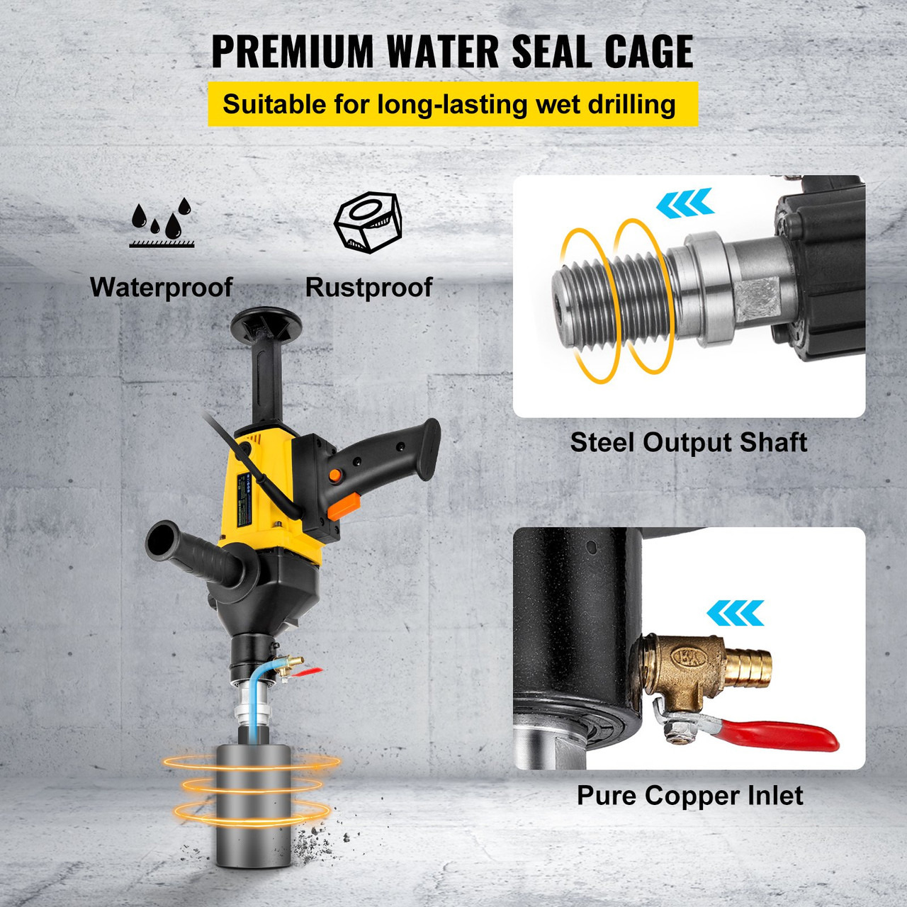 Diamond Core Drill, 1800W 4'/110 mm, 1700RPM Variable Speed Core Drill Rig with Portable Case, Handheld Drilling Machine for Porcelain Ceramic Tile, Marble Brick