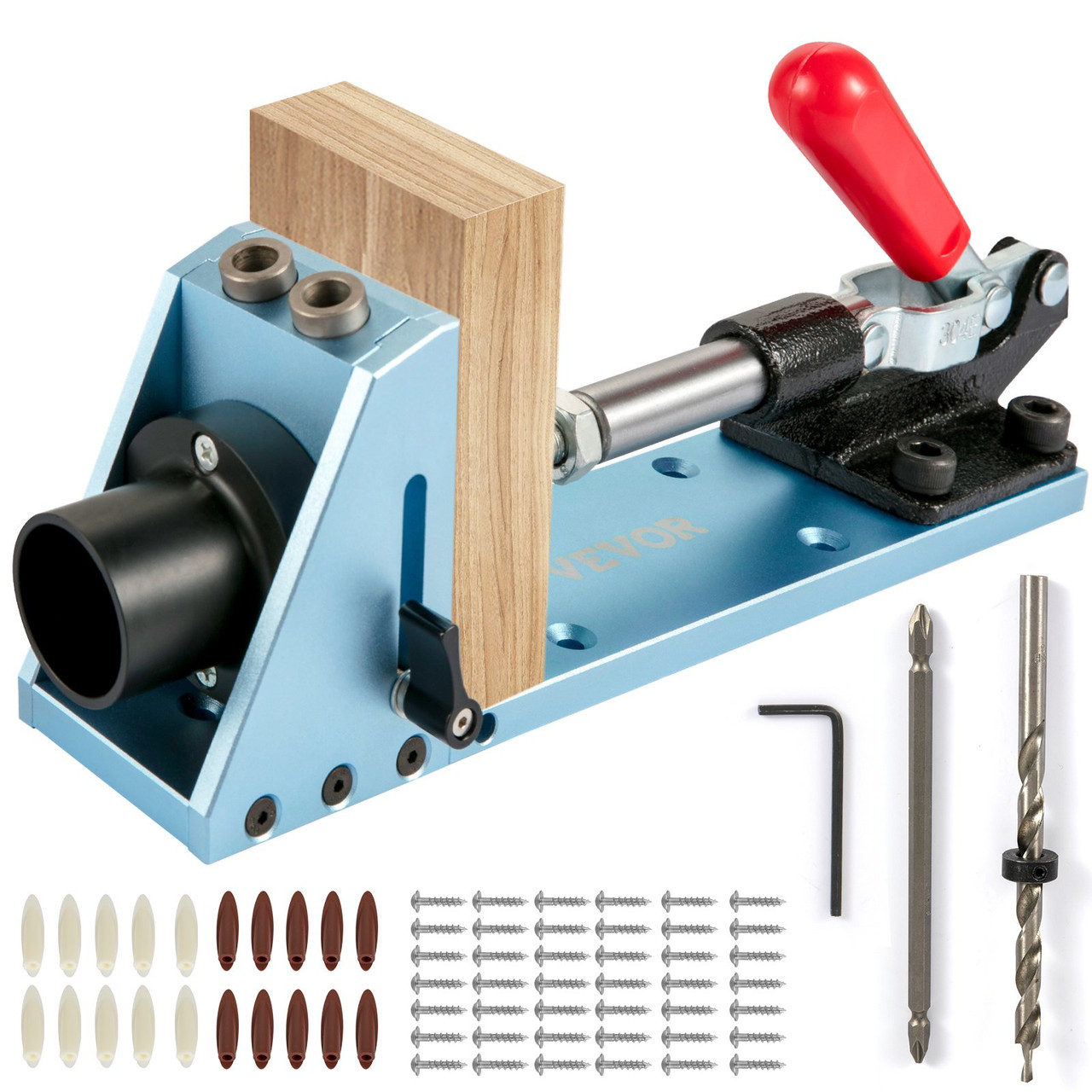 VEVOR Pocket Hole Jig Kit M4 Adjustable & Easy to Use Joinery Woodworking System Professional and Upgraded Aluminum Wood Guides Joint Angle Tool