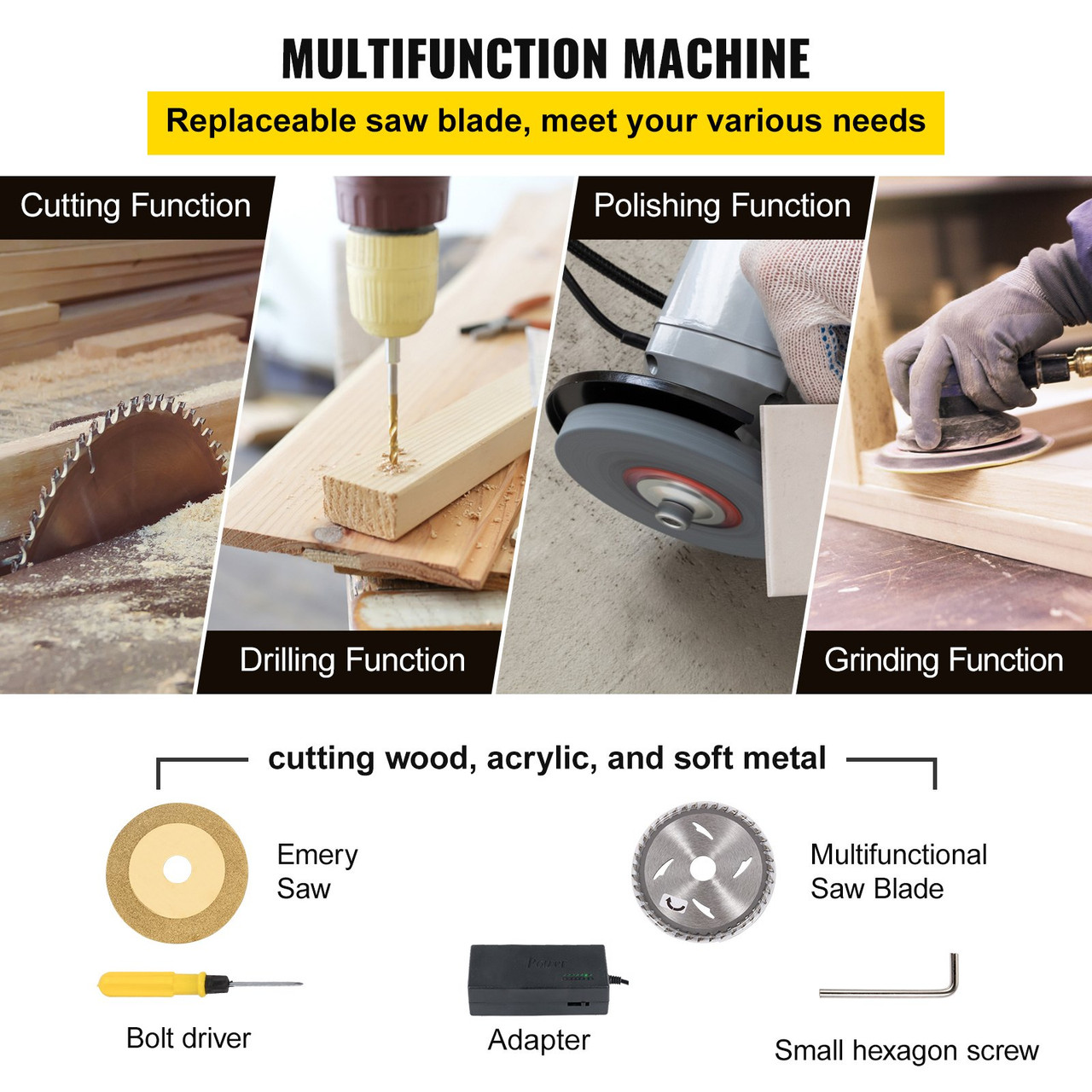 Mini Table Saw, Multi-angle Precision Portable Benchtop Cutting Machine with Circular Saw Blade, Multifunctional Woodworking Tabletop Saw for DIY Hand - 3