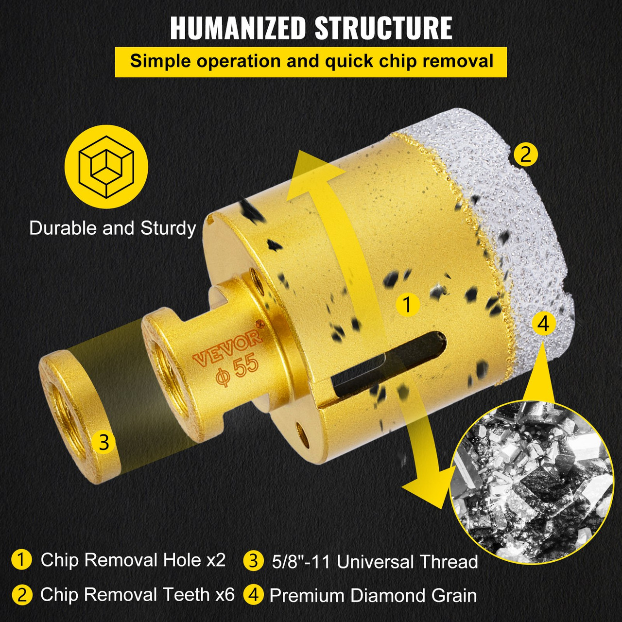 Diamond Drill Bits 7PCS Diamond Hole Saw 20/27/35/55/68mmTile Hole Saw Kit Vacuum Brazed Diamond Drill Bit 0.59in/15mm Segment Tile Hole Saw w Storage Case for Tile Ceramic Porcelain Marble