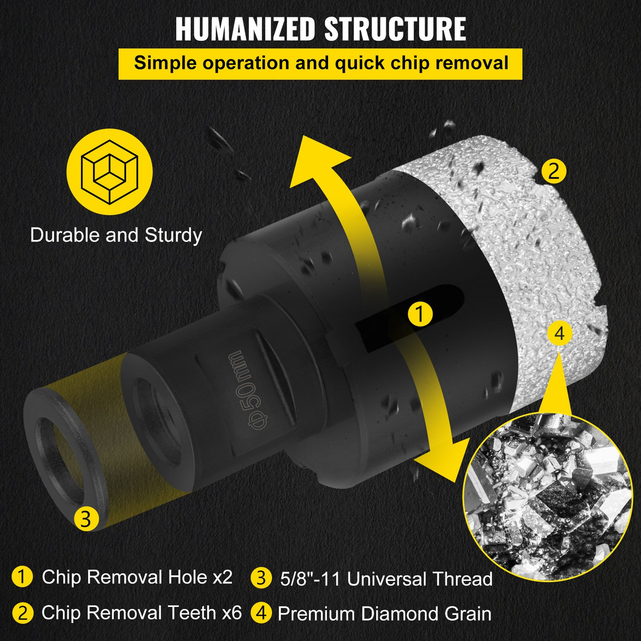 Diamond Drill Bits 6PCS Diamond Hole Saw 19/28/32/38/45/51 mm Tile Hole Saw Kit Vacuum Brazed Diamond Drill Bit 0.59in Segment Tile Hole Saw with a Blade for Tile Ceramic Porcelain Marble