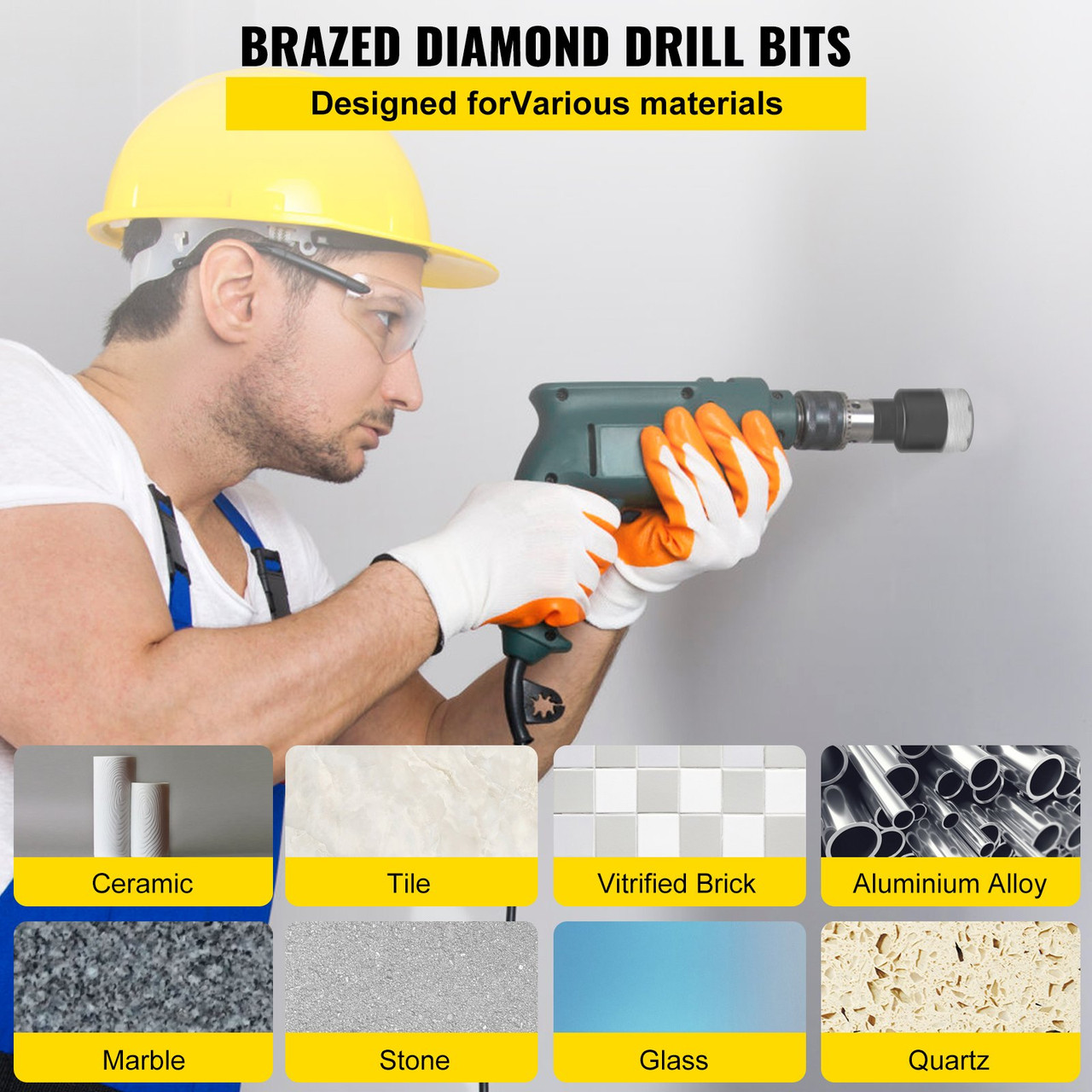 Diamond Drill Bits 6PCS Diamond Hole Saw 6/8/28/32/38/45 mm Tile Hole Saw Kit Vacuum Brazed Diamond Drill Bit 0.59in Segment Tile Hole Saw with a Blade for Tile Ceramic Porcelain Marble Stone