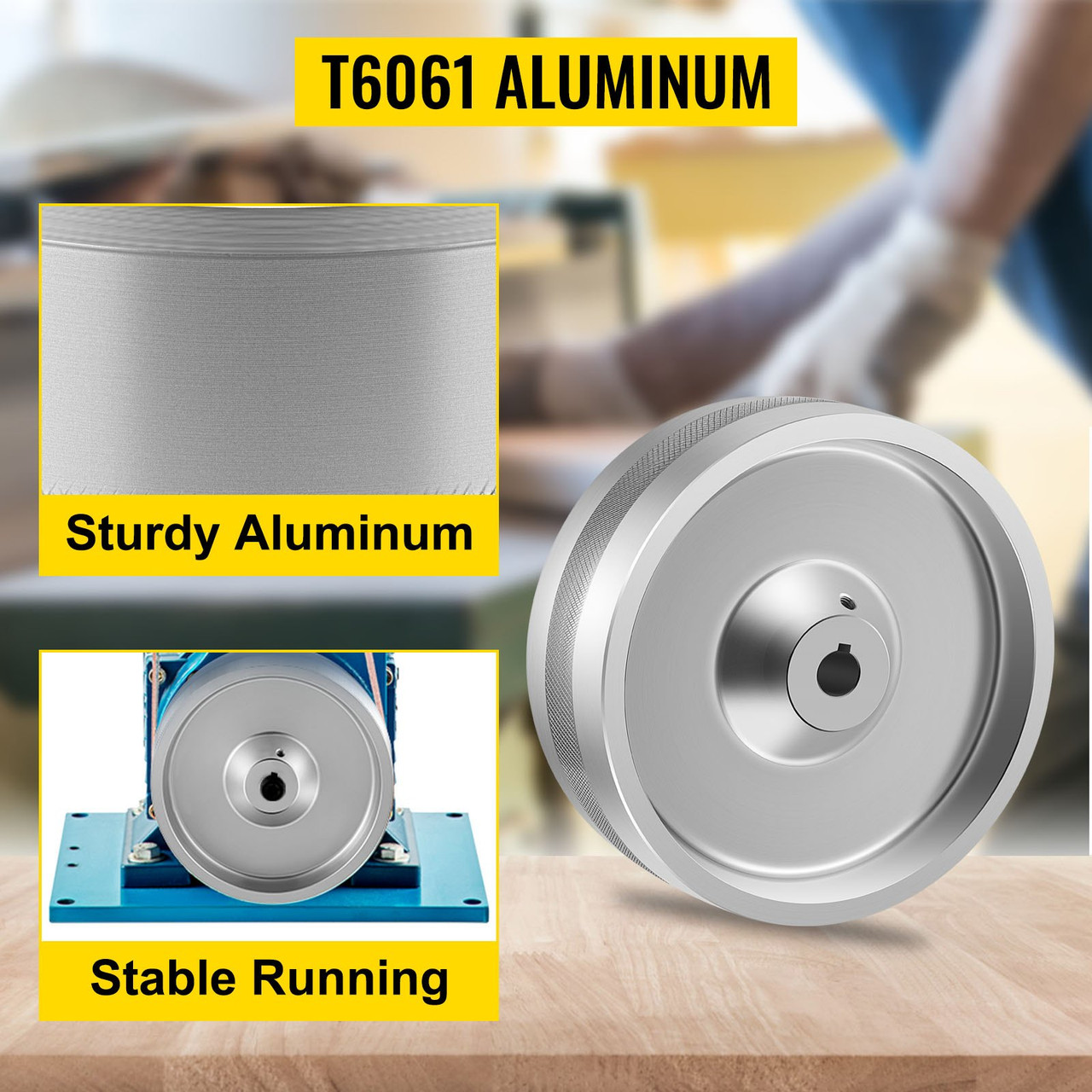 Belt Grinder Drive Wheel 7" Diameter, 2"x72" Knife Grinder Drive Wheel 5/8" Bore/Shaft, Aluminum Belt Grinder Wheel Crowned, for Knife Making Grinder Polishing & Belt Machine Woodworking DIY