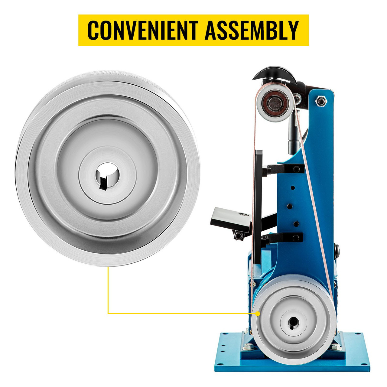 Belt Grinder Drive Wheel 5" Diameter, 2"x72" Knife Grinder Drive Wheel 5/8" Bore/Shaft, Aluminum Belt Grinder Wheel Crowned, for Knife Making Grinder Polishing & Belt Machine Woodworking DIY