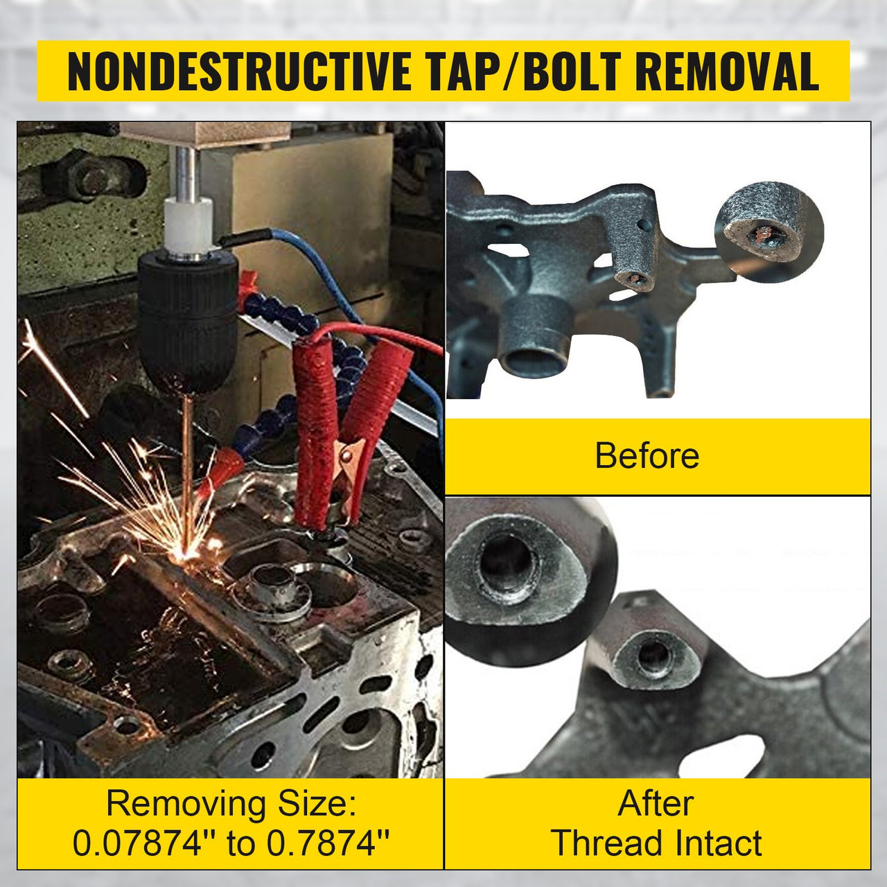 Portable EDM Machine 800W EDM Tap Remover Depth Setting 0.039"-3.94" Tap Disintegrator Auto Shut-off EDM Remover 0.03"-0.39" Drill Drifts from Blind Hole Broken Taps Removal Machine for Taps