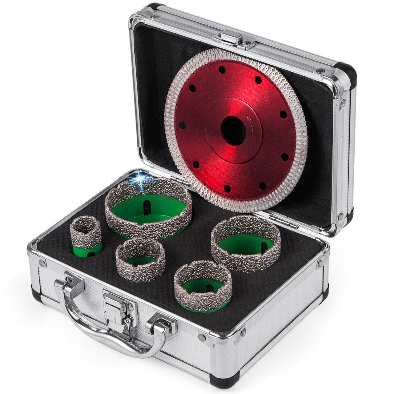 5PCS Diamond Hole Saw Set, Diamond Drill Core Bits with Saw Blade, Heavy Duty Hole Saw Arbor 22/35/40/50/65MM M14 Thread Carborundum Granite for Glass, Ceramics, Porcelain, Ceramic Tile