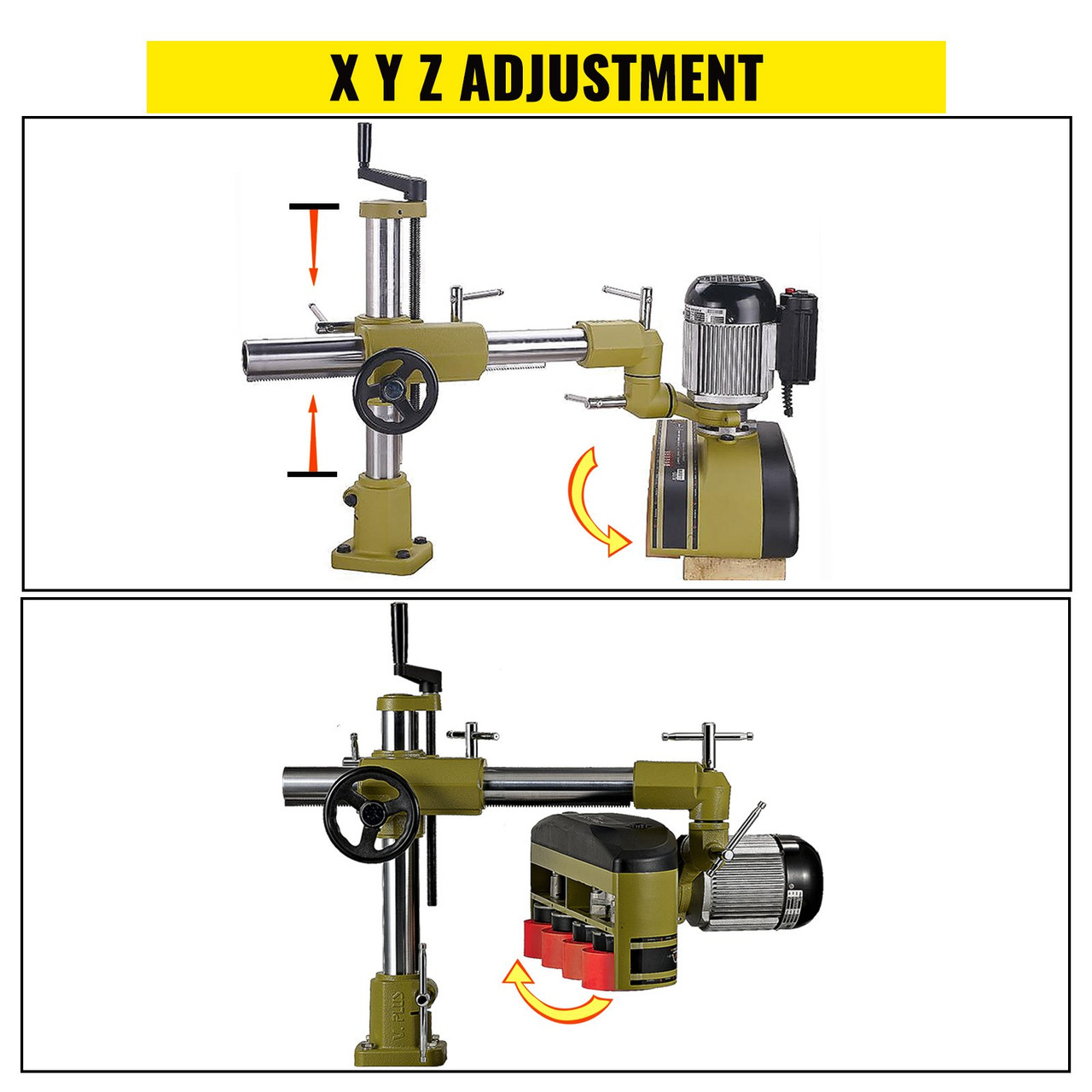 Power Feeder, 1 HP Power Stock Feeder, Single PH Table Saw Feeder, 110V Woodworking Power Feeder, 8 Speed Woodworking Stock Feeder with 4 Roller and Variable Speed for Milling and Ripping