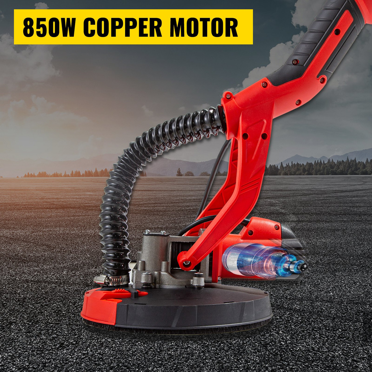 Drywall Sander 850W, Variable Speed Wall Sander 800-1750RPM with 12 Sand Pads, Electric Drywall Sander Foldable Sheetrock Sander with Extendable Handle, 2M Dust Hose and Work Gloves