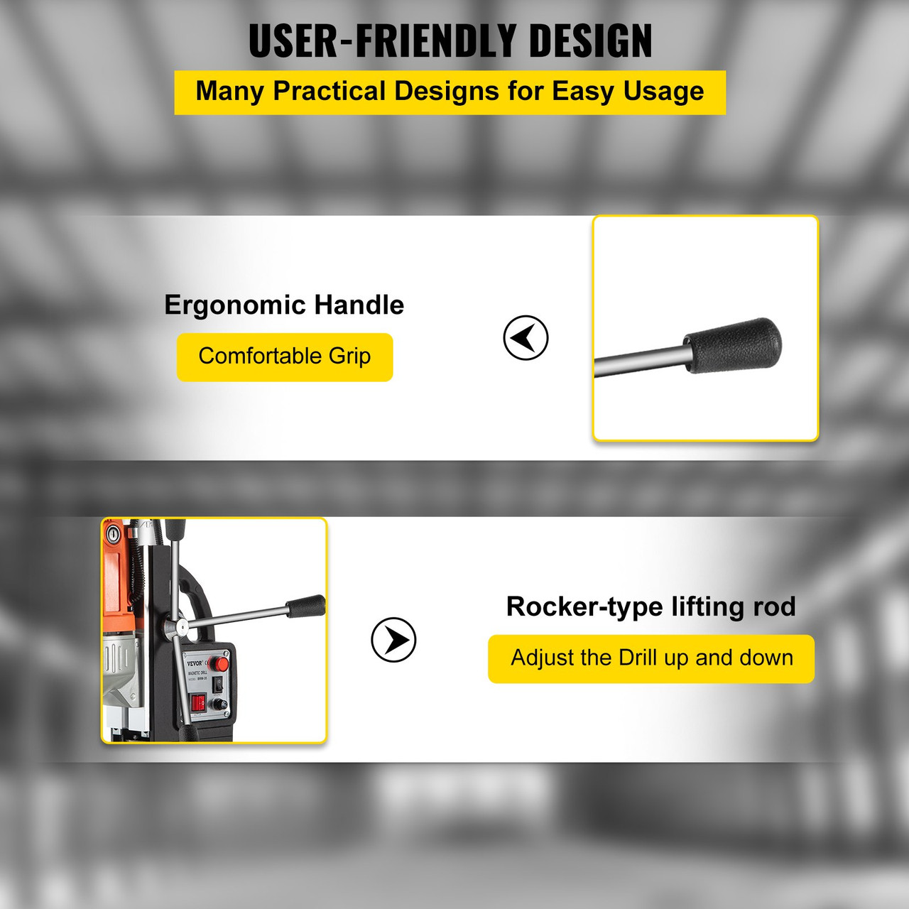 980W Magnetic Drill Press with 1-1/3 Inch (35mm) Boring Diameter Magnetic Drill Press Machine 2700 LBS Magnetic Force Magnetic Drilling System 680 RPM Portable Electric Magnetic Drill Press