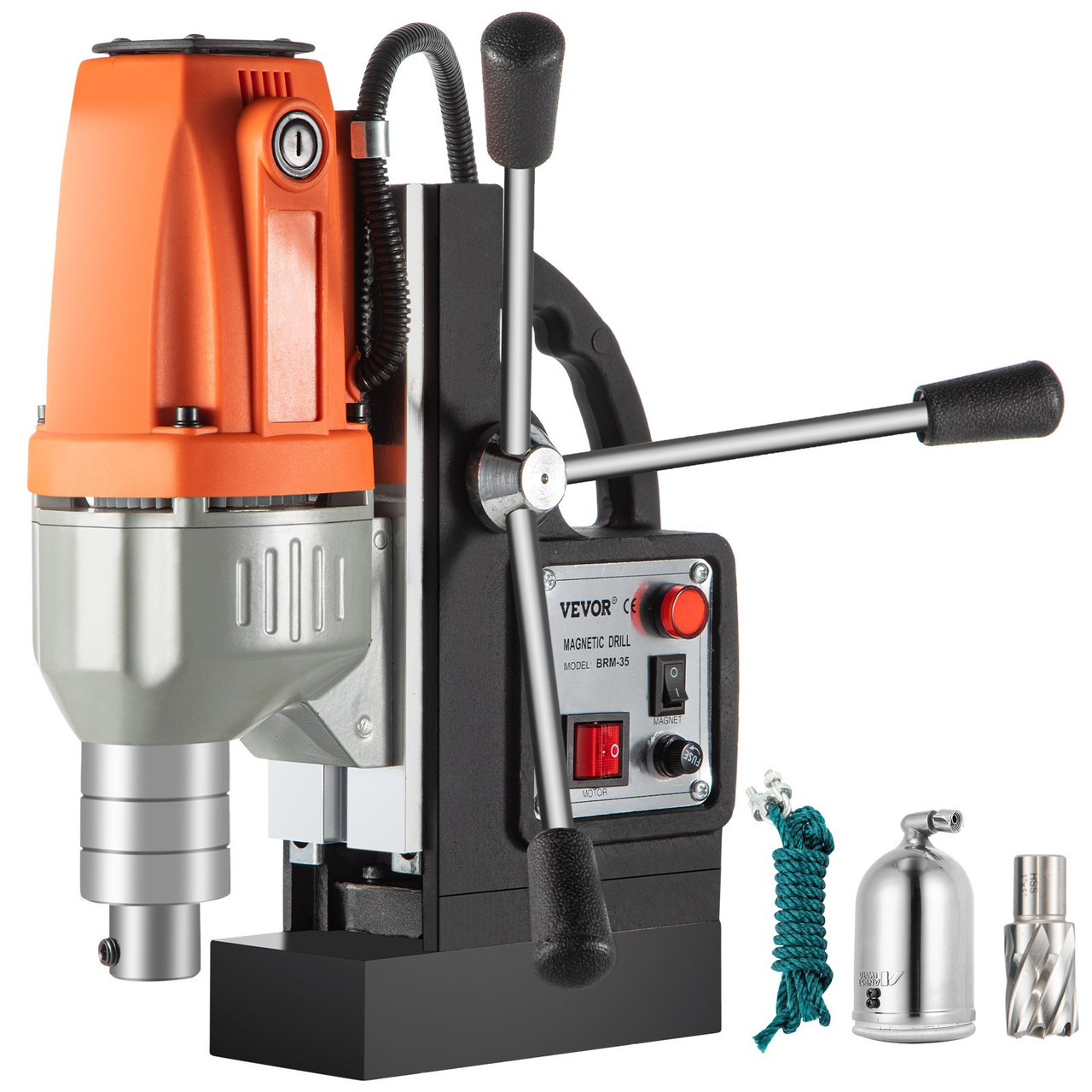 980W Magnetic Drill Press with 1-1/3 Inch (35mm) Boring Diameter Magnetic Drill Press Machine 2700 LBS Magnetic Force Magnetic Drilling System 680 RPM Portable Electric Magnetic Drill Press