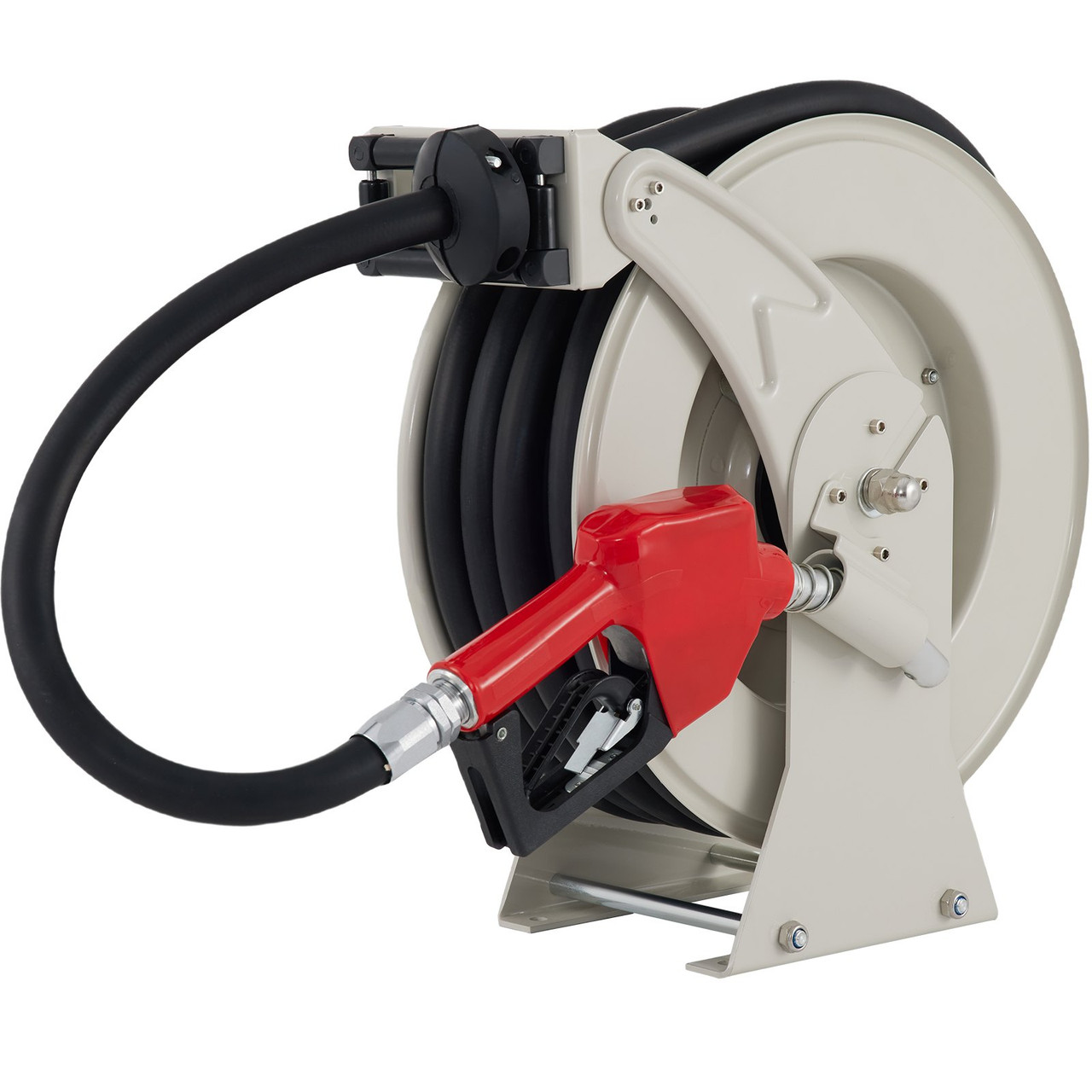 VEVOR Fuel Hose Reel, 3/4 x 50' Extra Long Retractable Diesel Hose Reel, Heavy-Duty Steel Construction with Automatic Refueling Gun, Rubber Hose