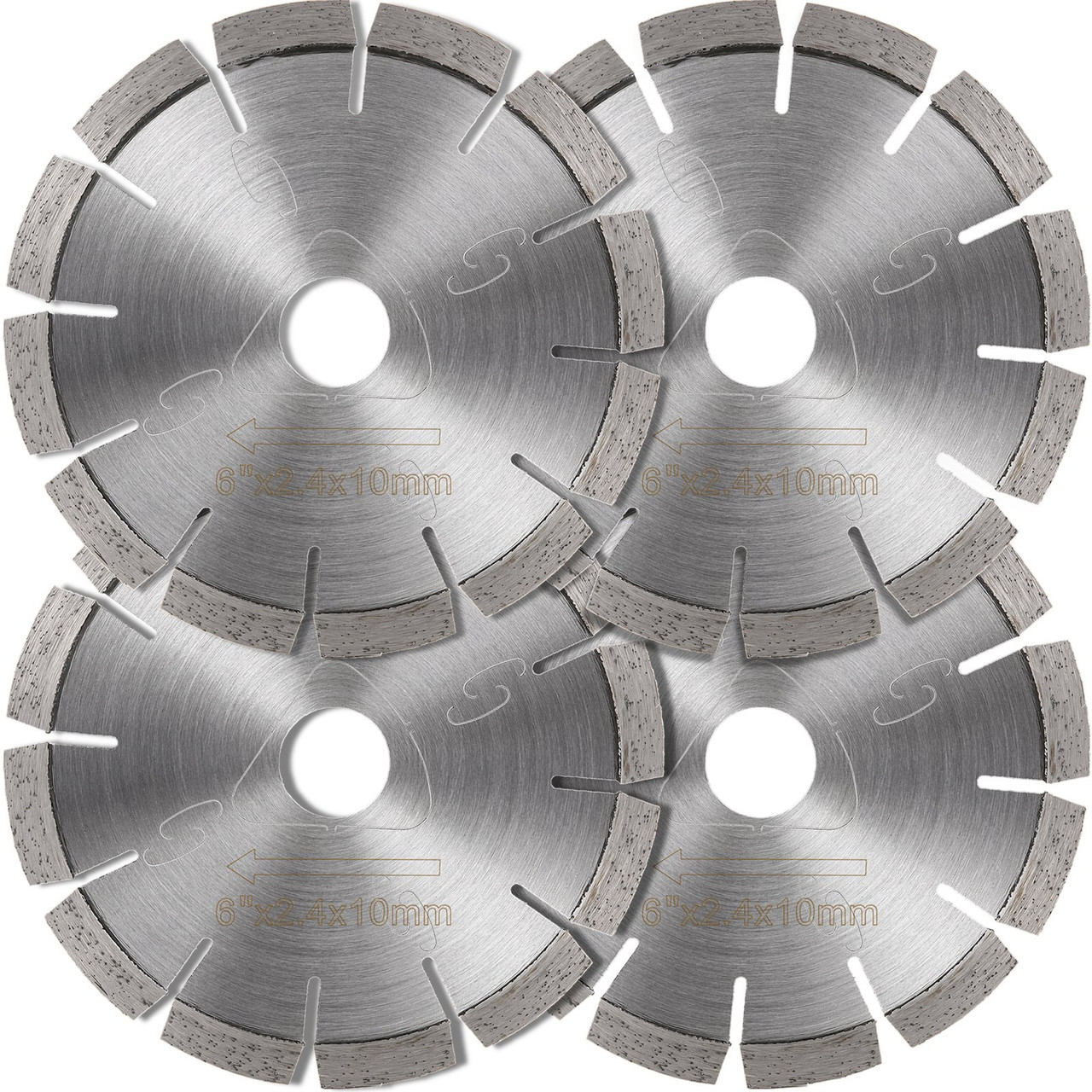 Soff-Cut Diamond Blade 6" Concrete Saw Blade 4-Pack Masonry Wet Saw Blade Laser Welding Concrete Blade Dry Wet Cutting Diamond Blades for Cutting w/Soft Bond Tile Marble Stone Concrete Asphalt