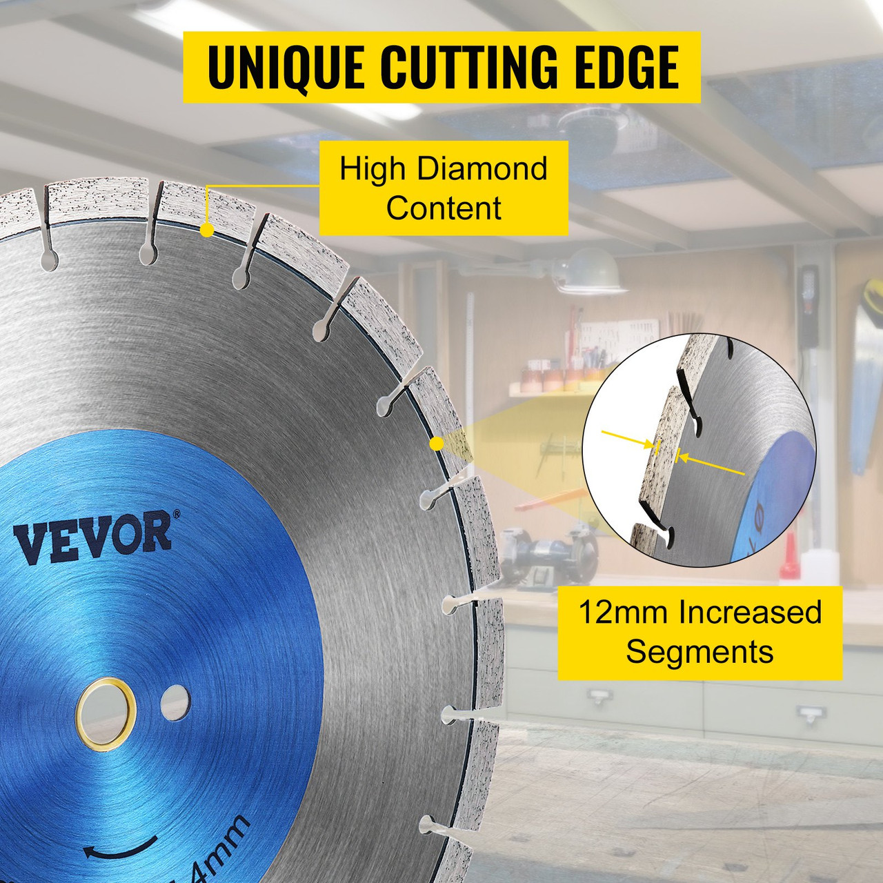 Diamond Blade 18" Concrete Saw Blade Wet or Dry Segmented Cutting Wheel Masonry Wet Saw Blade General Purpose Power Saw 12mm Segment Height Blade Diamond Blades for Concrete Brick Block Masonry