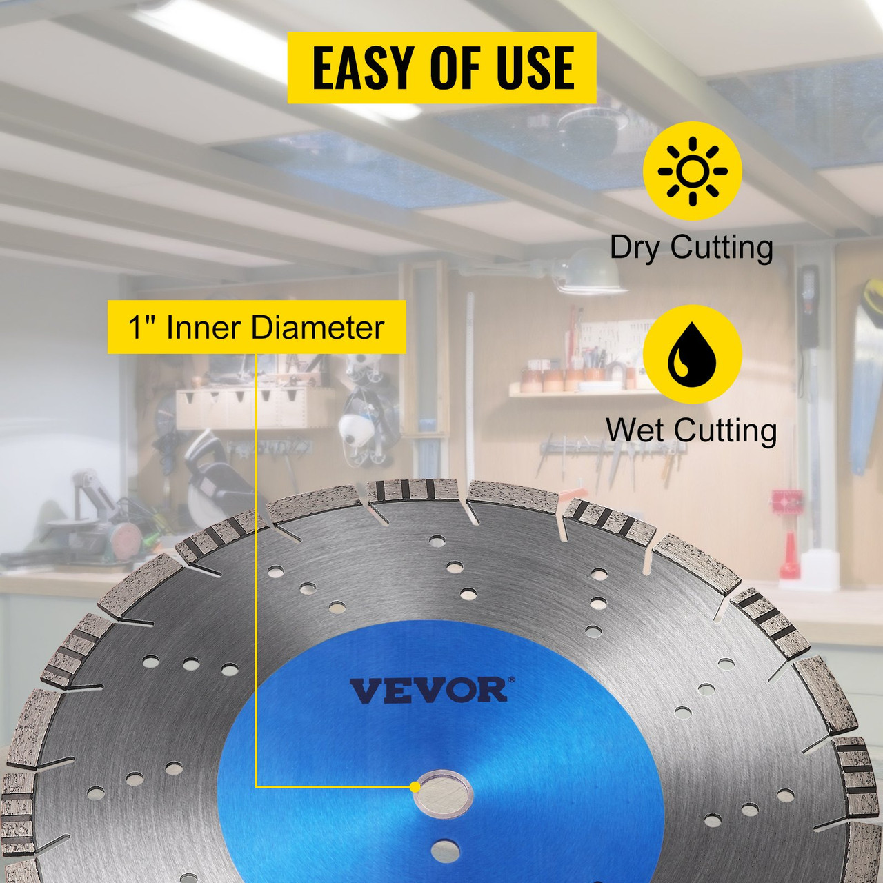Diamond Blade 16" Concrete Saw Blade Wet or Dry Segmented Cutting Wheel Masonry Wet Saw Blade General Purpose Power Saw 12mm Segment Height Blade Diamond Blades for Concrete Brick Block Masonry