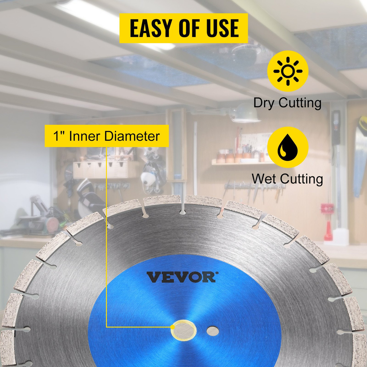 Diamond Blade 16" Concrete Saw Blade Wet or Dry Segmented Cutting Wheel Masonry Wet Saw Blade General Purpose Power Saw 12mm Segment Height Blade Diamond Blades for Concrete Brick Block Masonry