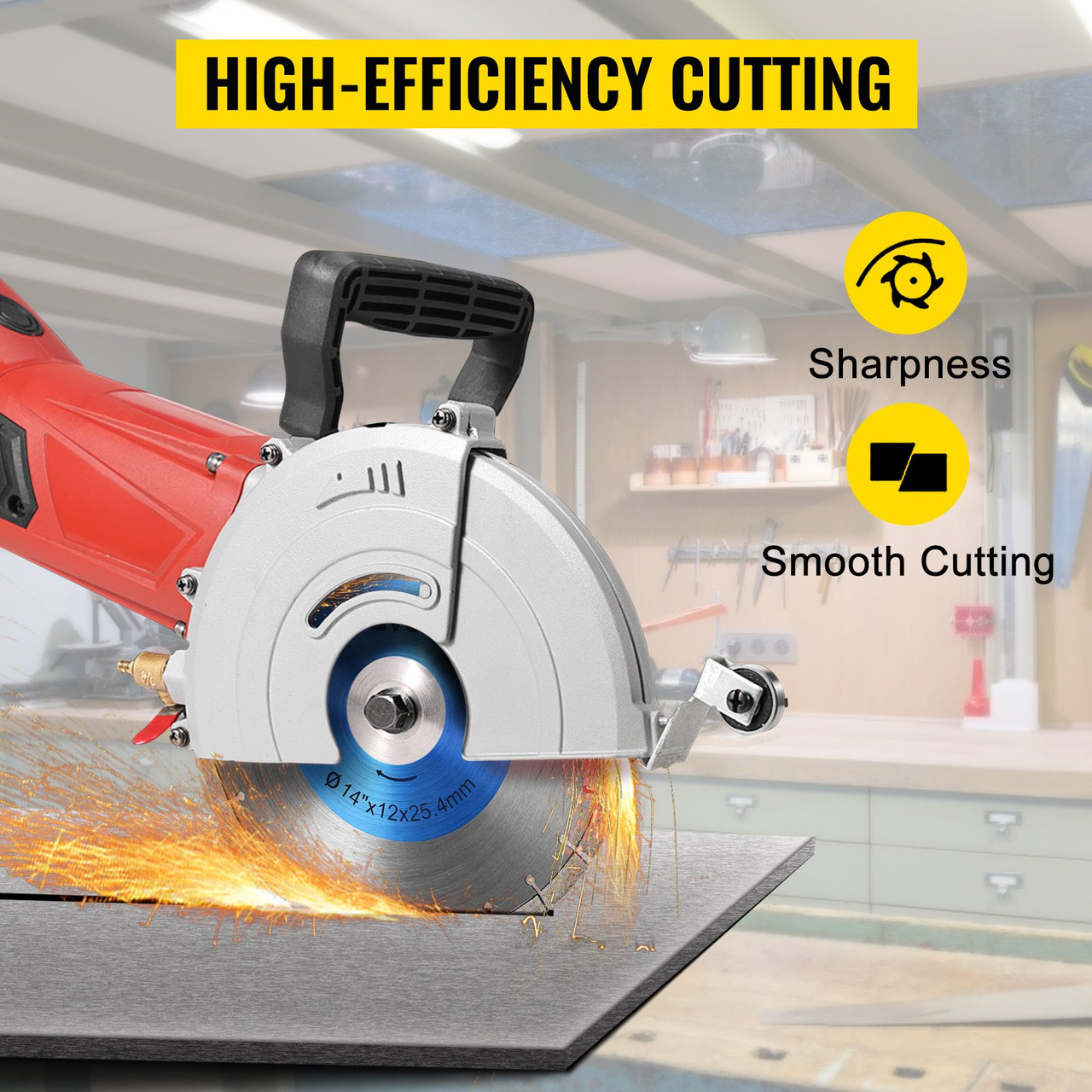 Diamond Saw Blade 14', Concrete Saw Blade Wet or Dry Segmented Cutting Wheel Masonry Wet Saw Blade General Purpose Power Saw 12mm for Concrete Brick Block Masonry