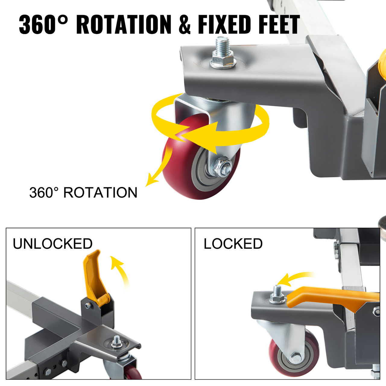 Adjustable Universal Mobile Base 1500 LBS Load-Bearing Capacity Heavy-Duty Mobile Base Rolling Mobile Base with Locking Levers, Used for Mobilizing Woodworking Equipment, Fridge, Washing Machine