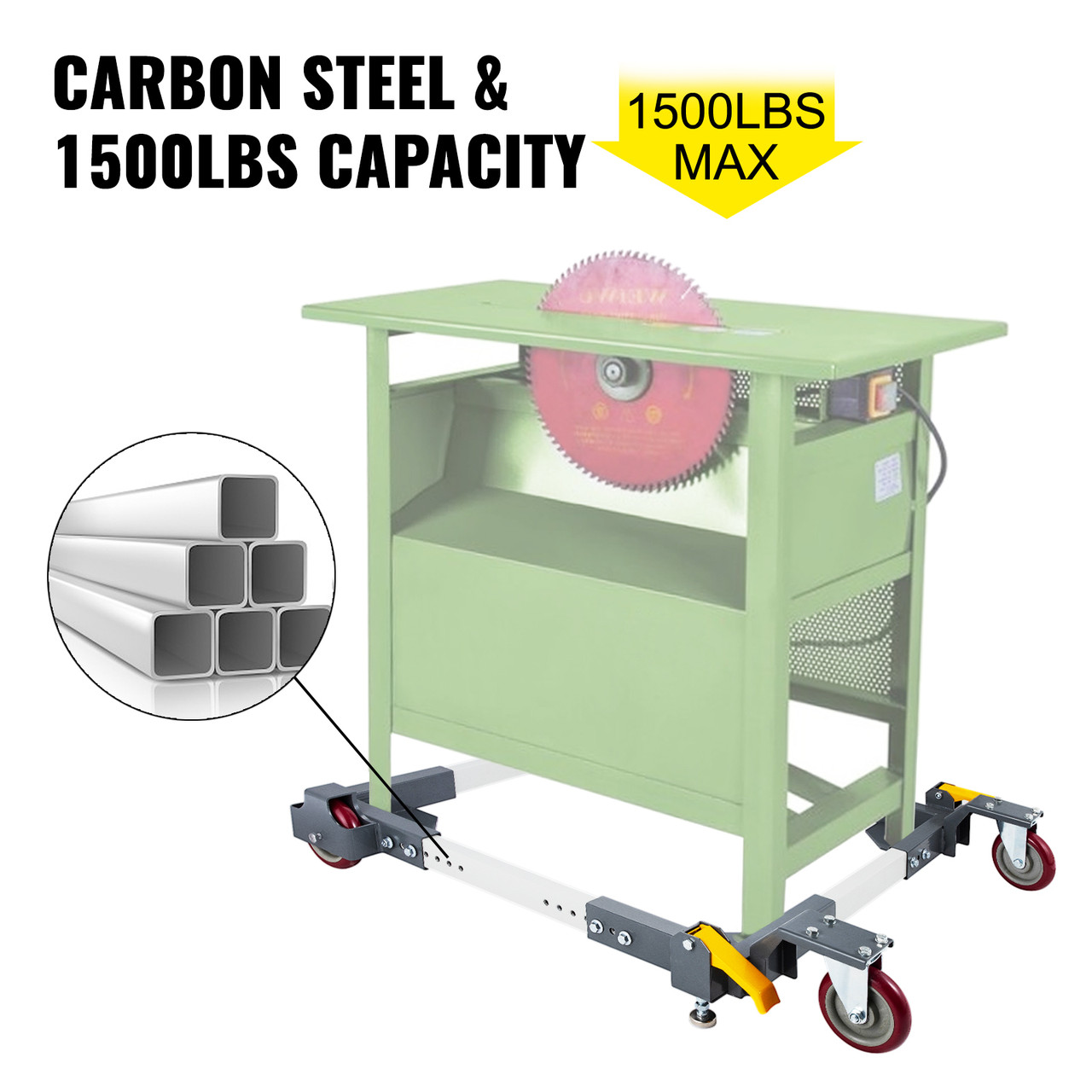 Adjustable Universal Mobile Base 1500 LBS Load-Bearing Capacity Heavy-Duty Mobile Base Rolling Mobile Base with Locking Levers, Used for Mobilizing Woodworking Equipment, Fridge, Washing Machine